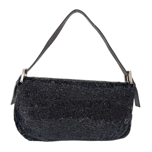 Baguette Black Beading Shoulder Bag