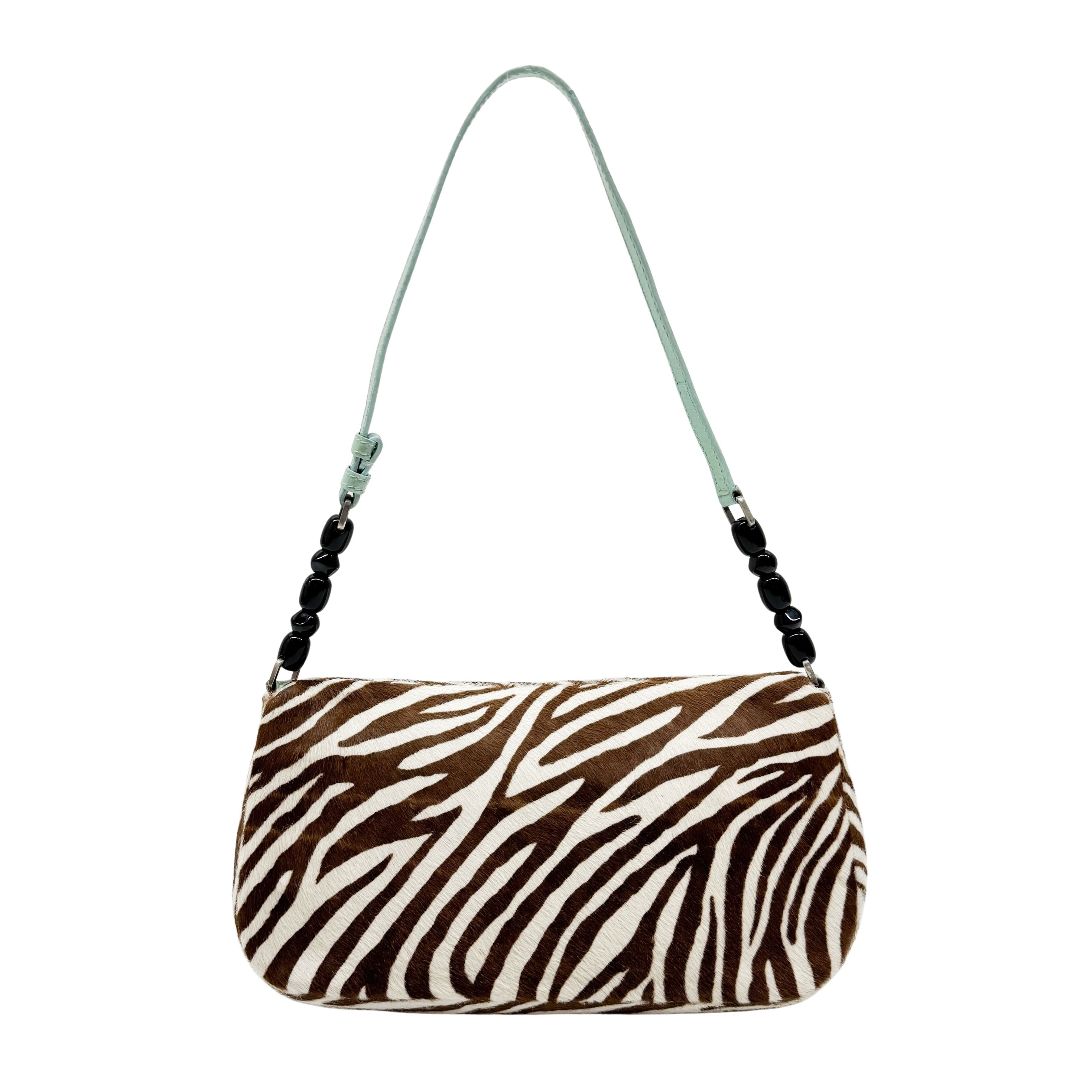 Limited Edition Malice Pearl Zebra Print Pony Hair Shoulder Bag