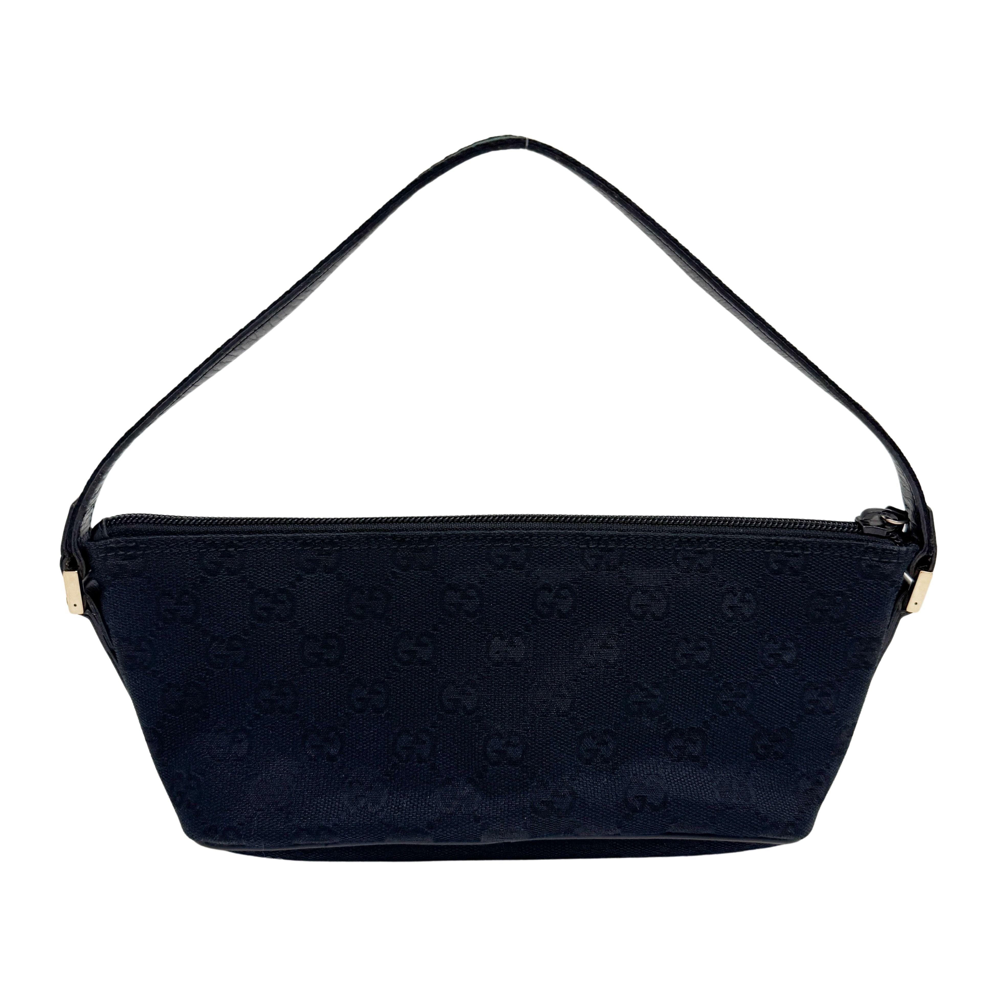 GG Black Canvas Boat Shoulder Bag