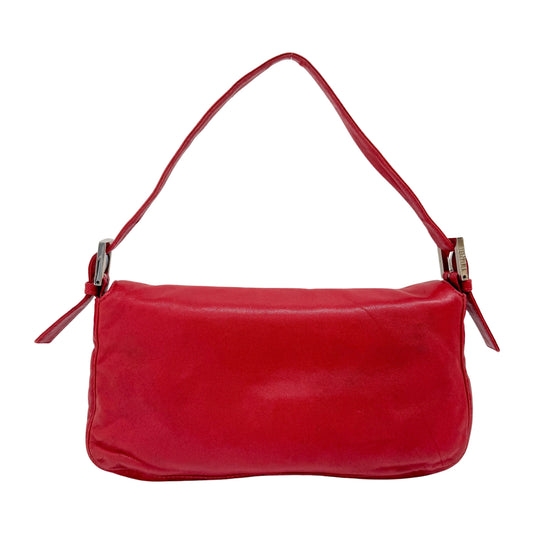 Baguette Red Lambskin Leather Shoulder Bag