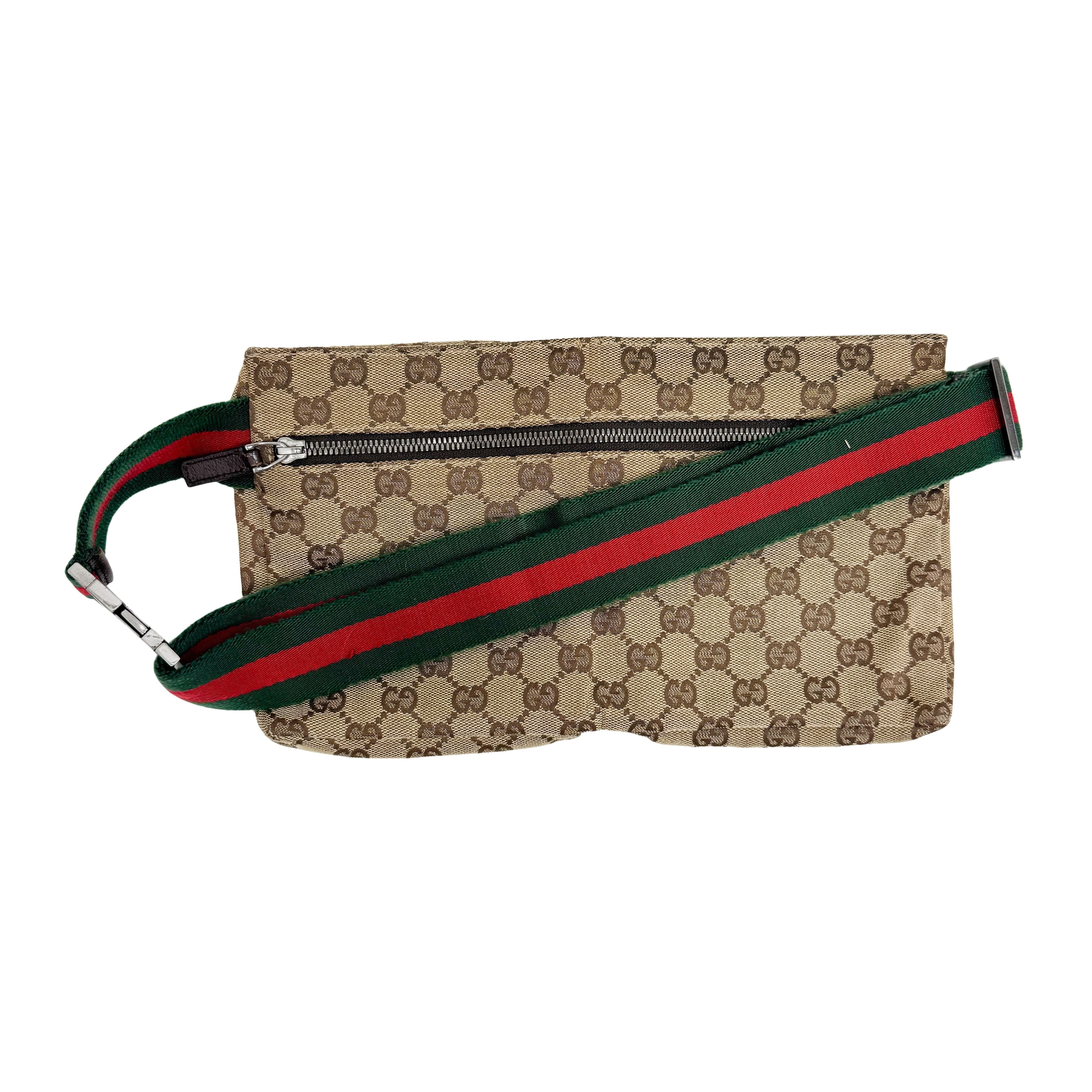 GG Brown Canvas Waist Bag