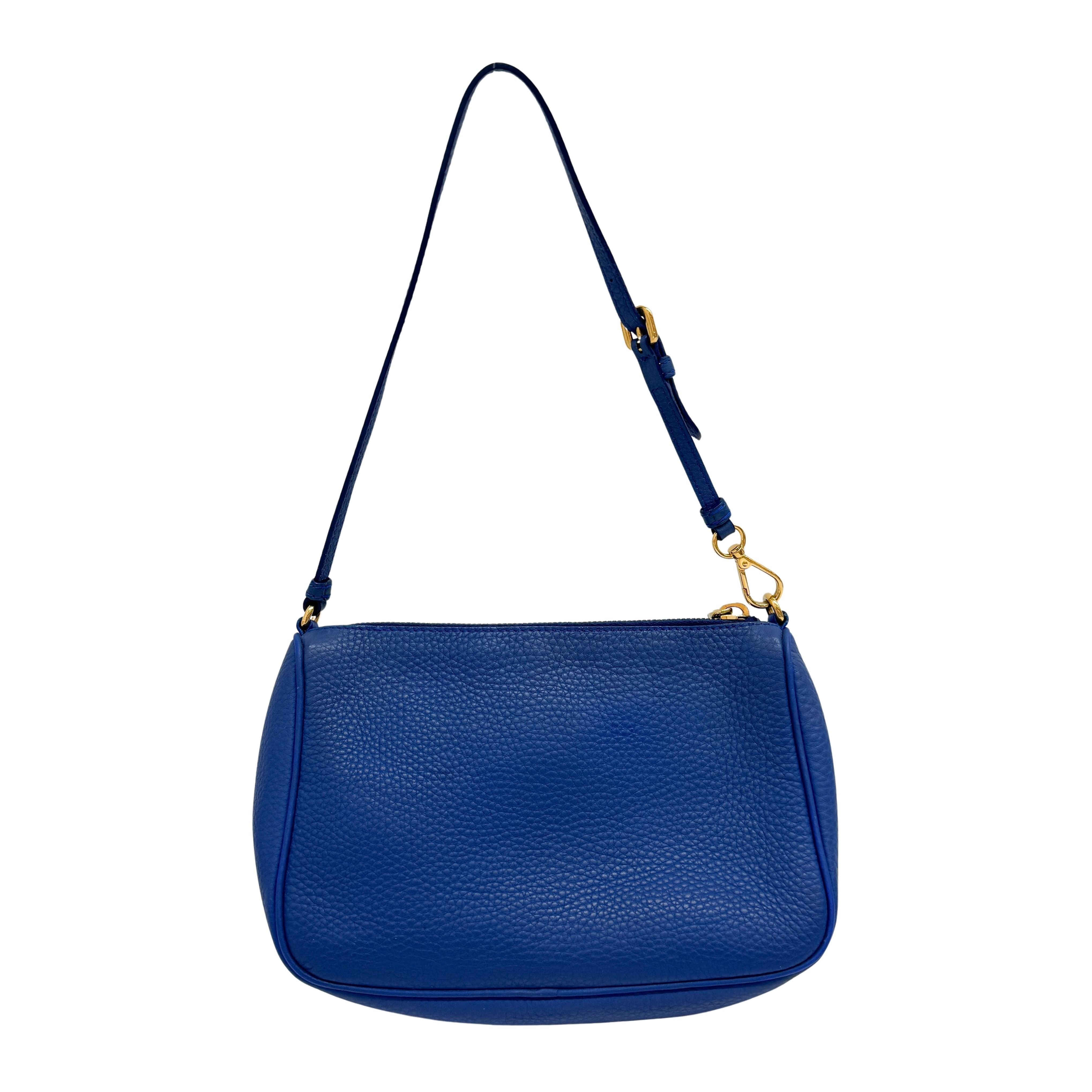 Blue Leather Mini Handle Bag