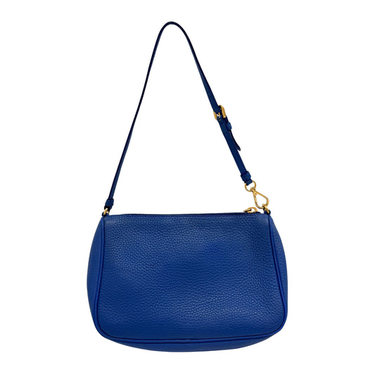 Blue Leather Mini Handle Bag