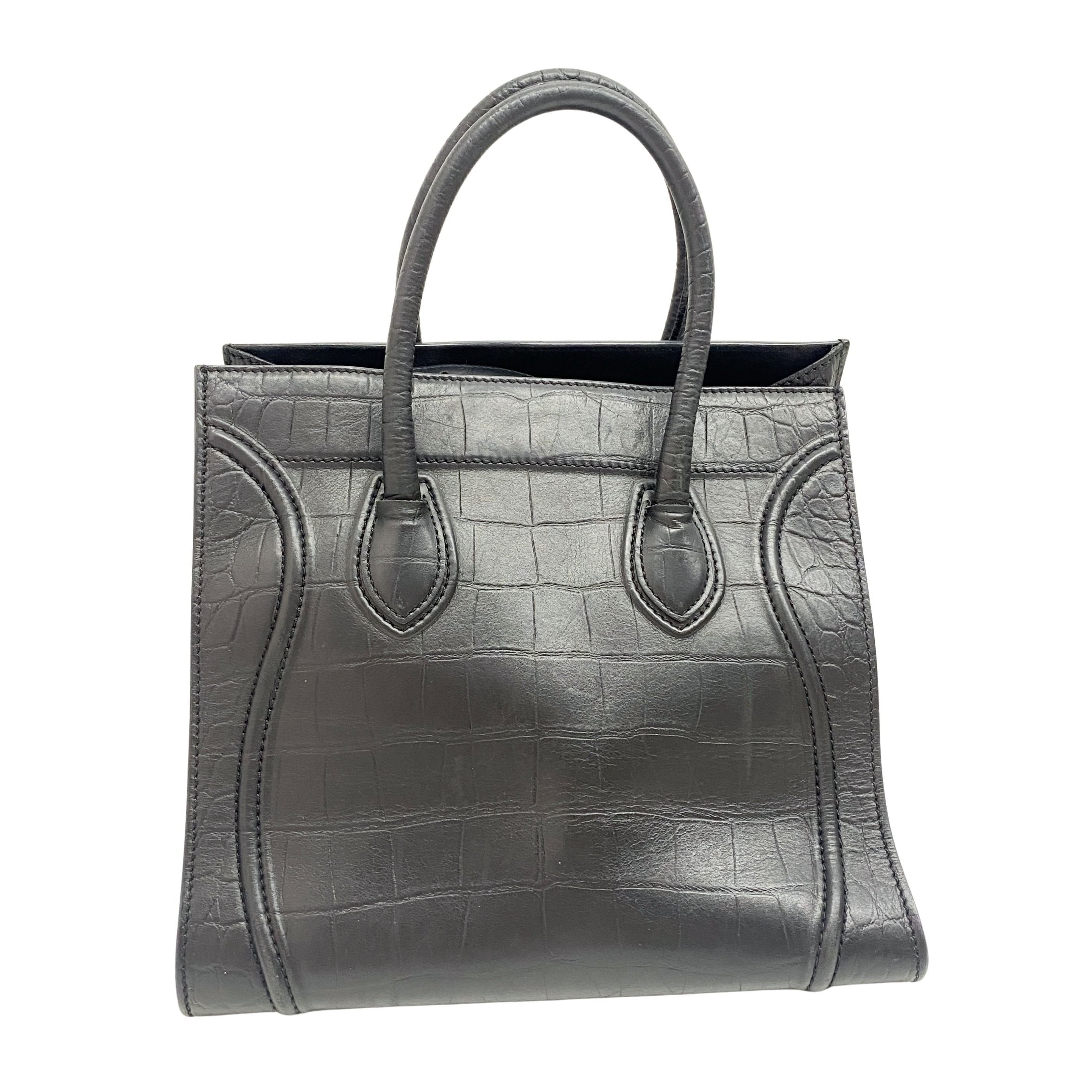 Luggage Phantom Black Crocodile Embossed Hand Bag