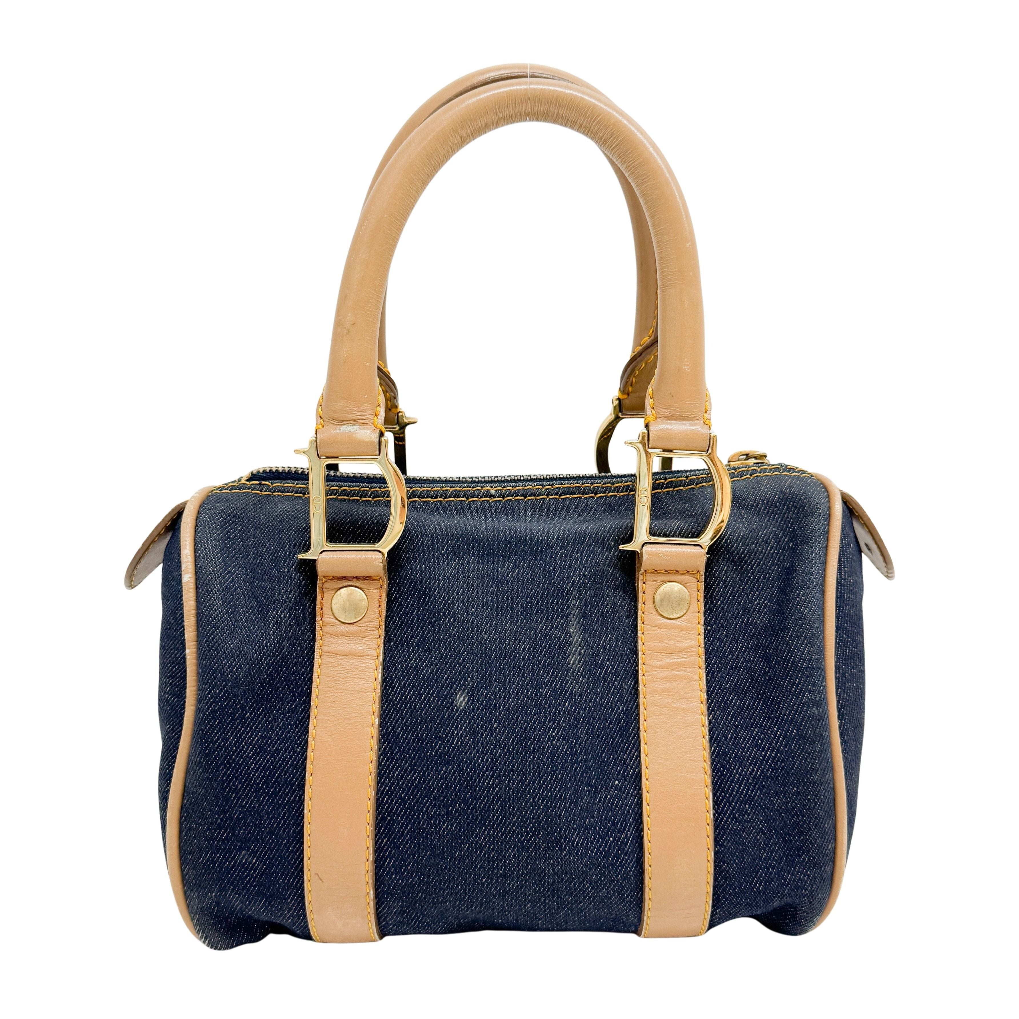 Mini Boston Blue Denim Hand Bag