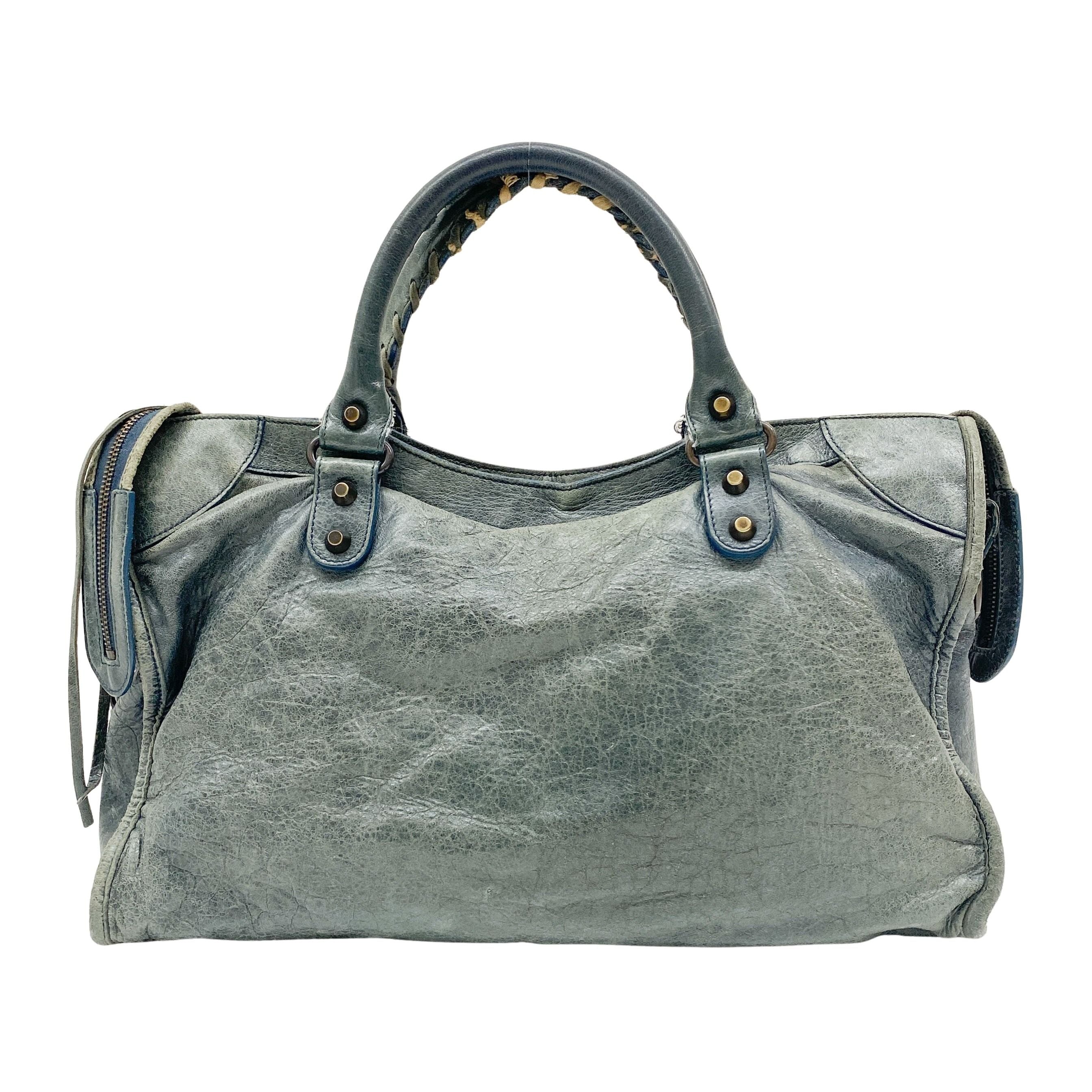 The City Green Calfskin Leather Two Way Bag