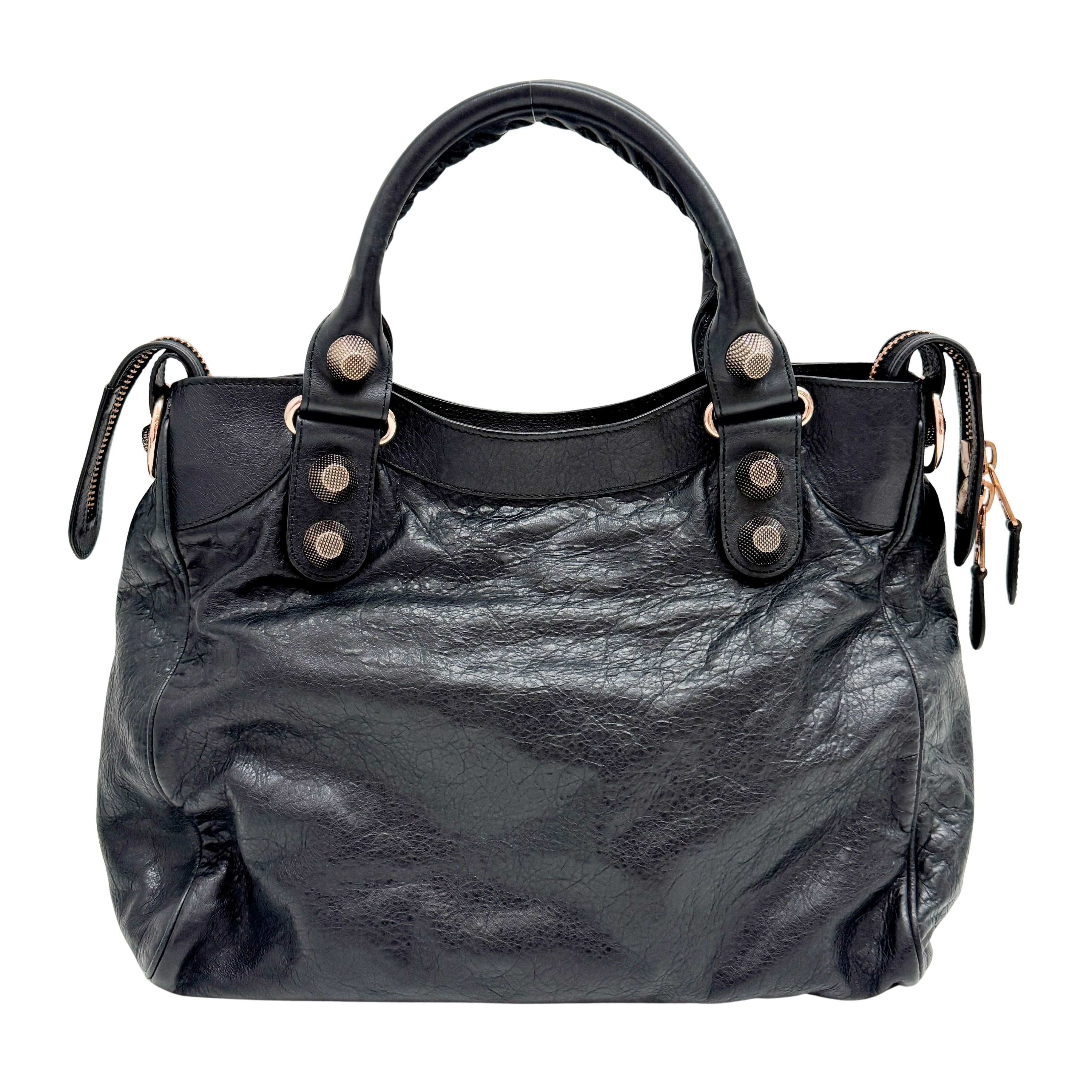 The Velo Black Calfskin Leather Two Way Bag