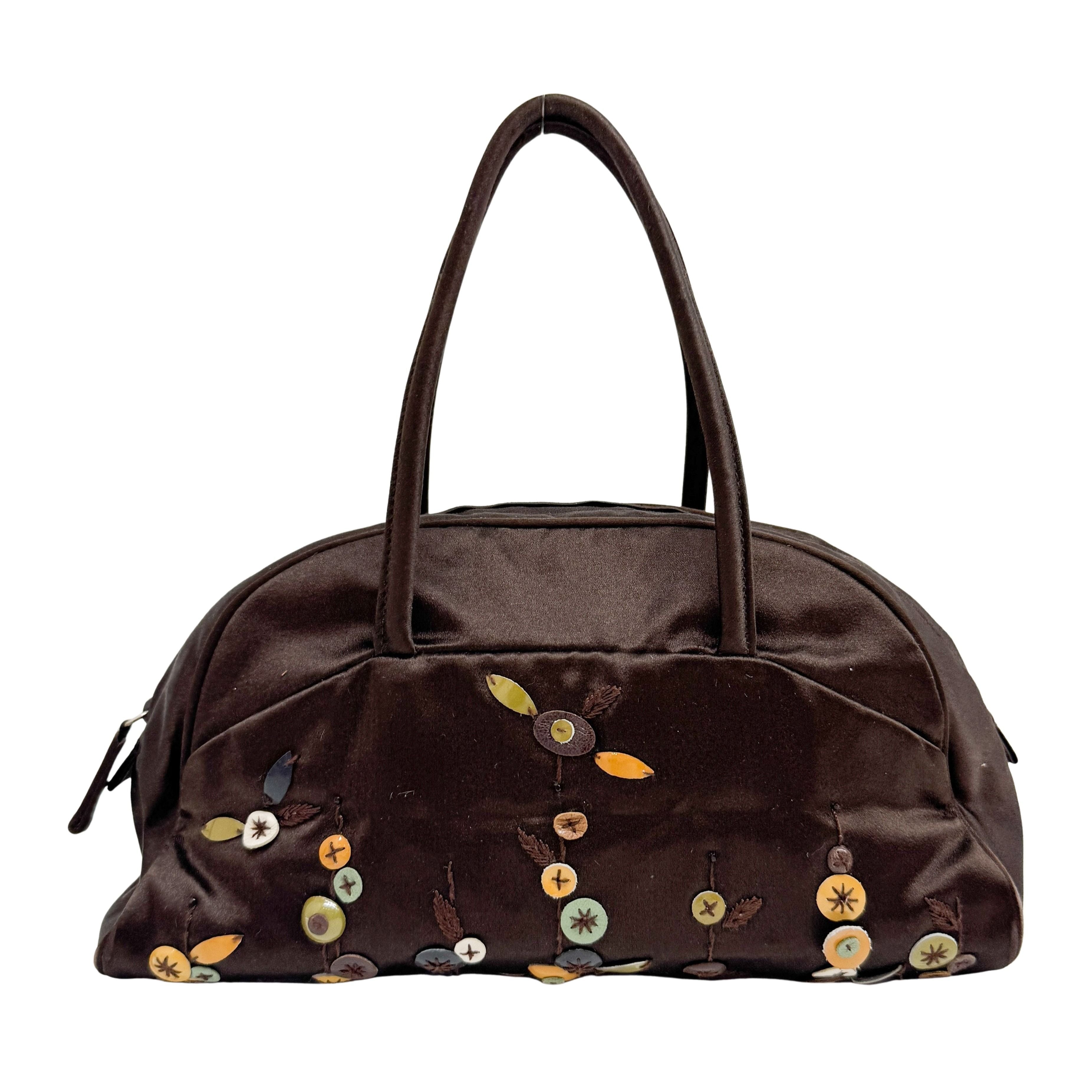 Vintage Black Beaded Satin Hand Bag