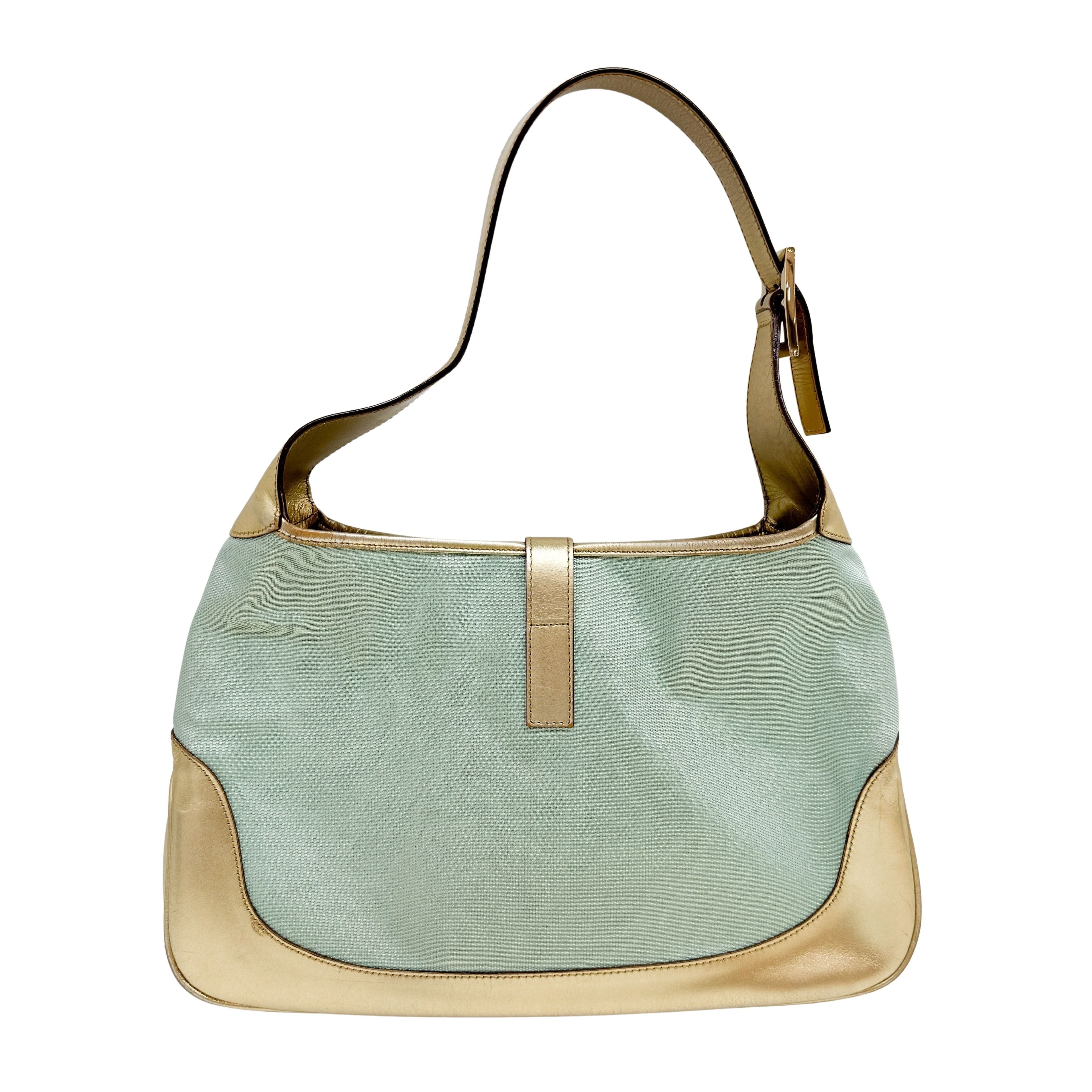 Jackie Blue & Gold Canvas Shoulder Bag