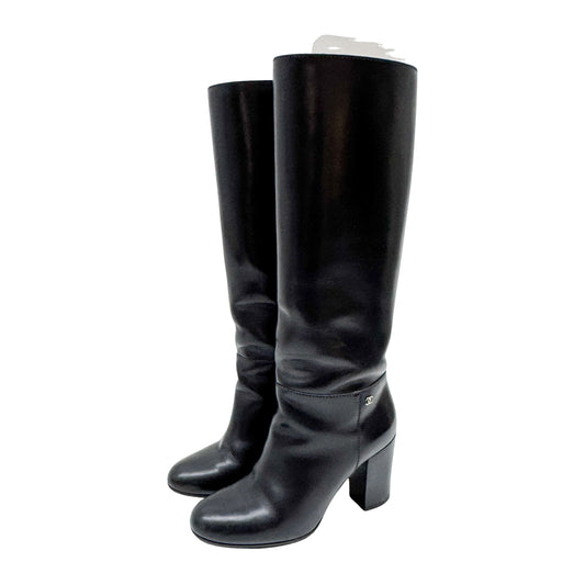 Size 38 EU Black Leather Long Boots