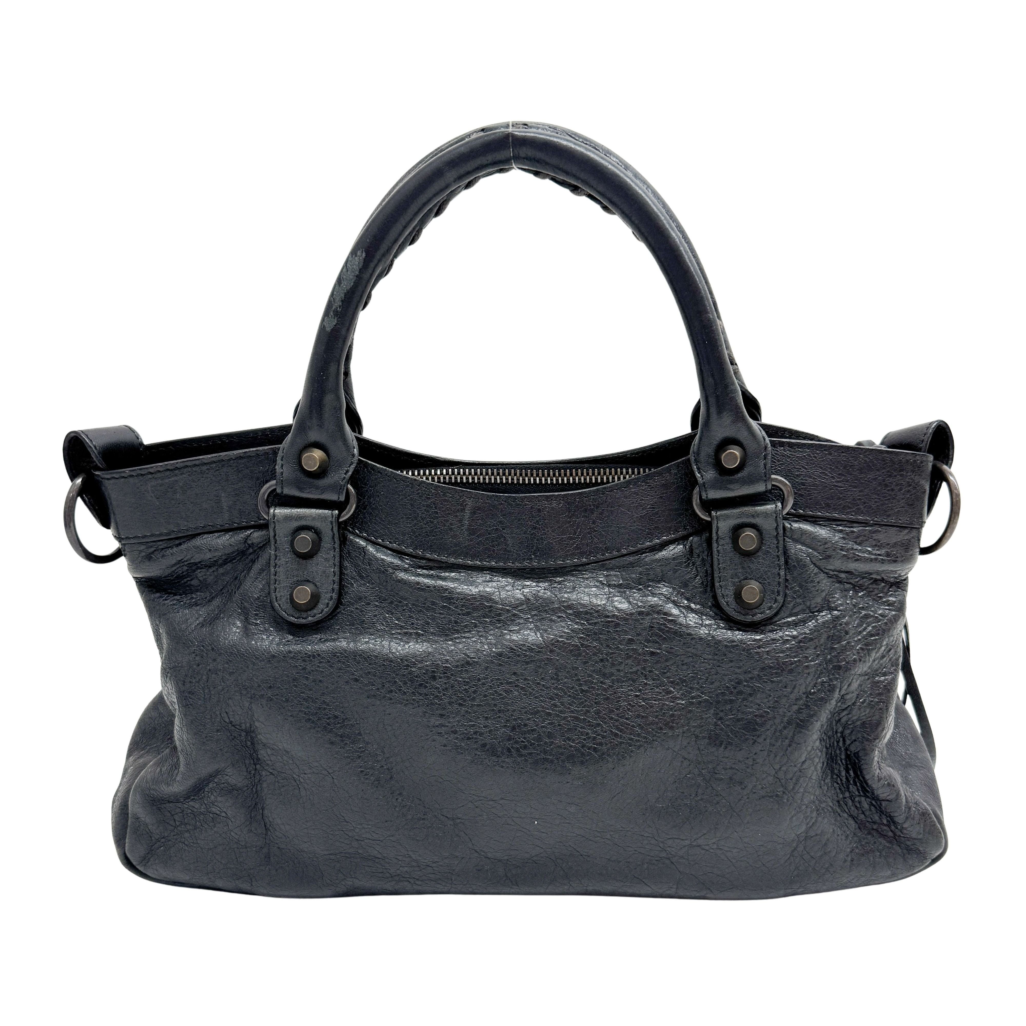 The First Black Calfskin Leather Two Way Bag