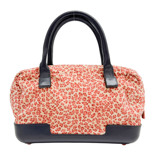 Vintage Red Large Leopard Nylon Hand Bag