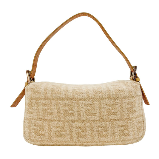 Zucca Baguette Beige Wool Shoulder Bag