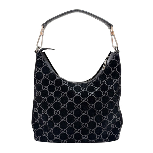 GG Black Suede Hobo Bag