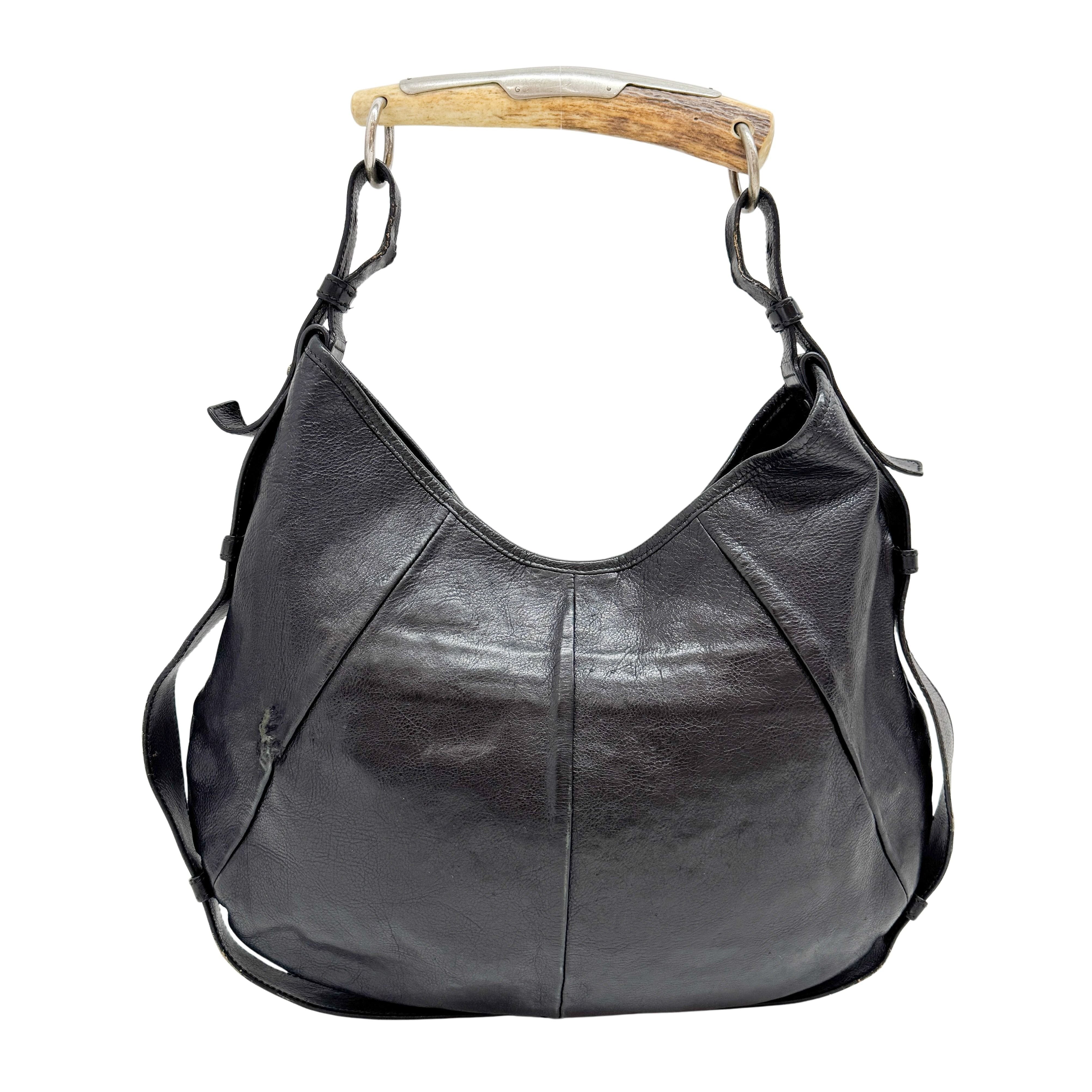 Mombasa Black Leather Shoulder Bag
