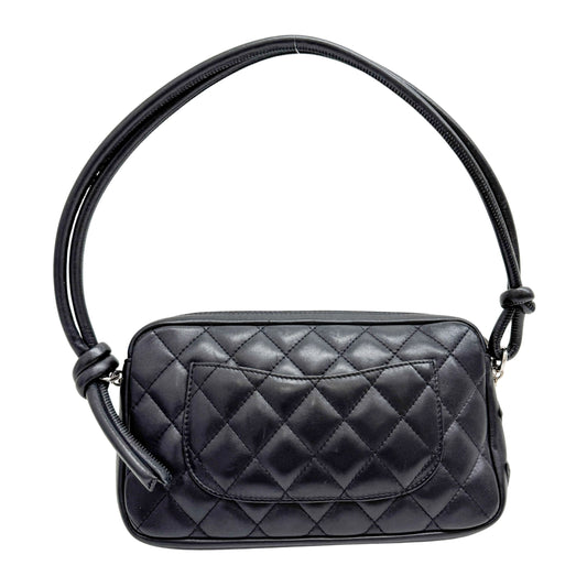 Cambon Black Calfskin Leather Pochette Bag