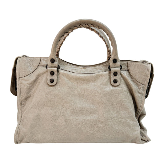 The City Grey Leather Two Way Bag