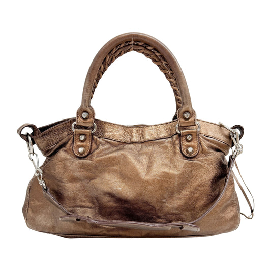 The First Metallic Brown Leather Two-Way Bag