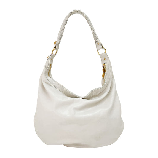 Vintage White Leather Shoulder Bag