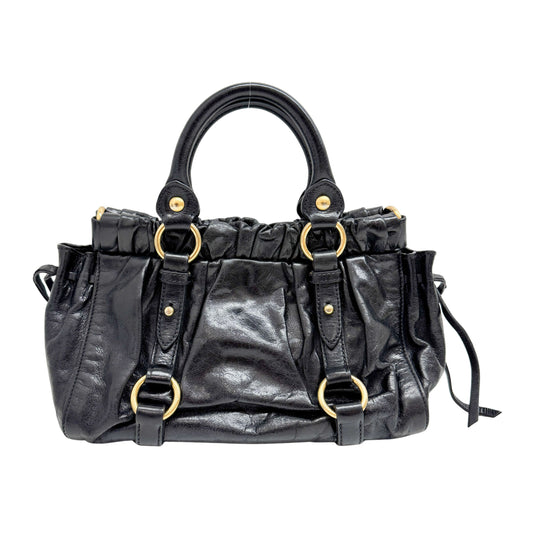 Mini Vitello Black Calfskin Leather Two Way Bag