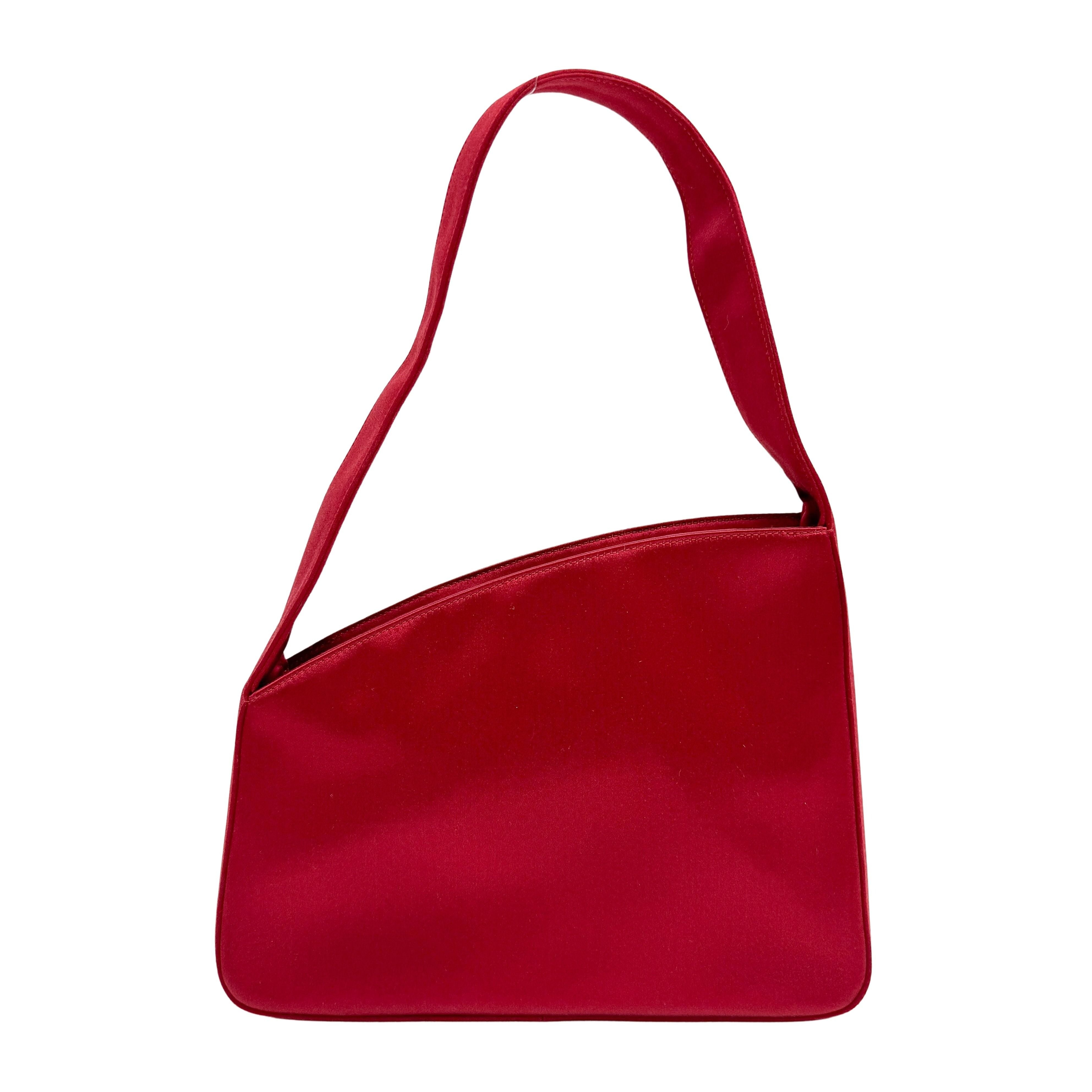 Vintage Red Triangle Satin Shoulder Bag