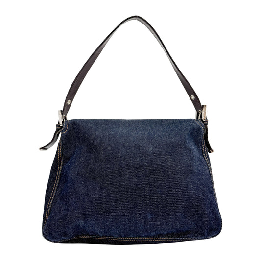 Mamma Baguette Blue Denim Shoulder Bag
