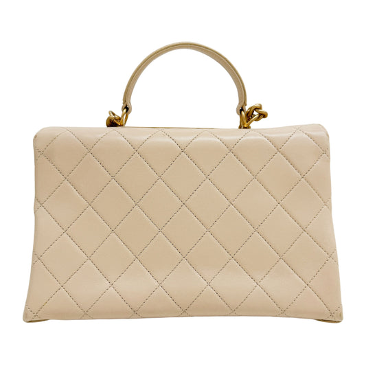 Matelasse Beige Lambskin Gold Chain Shoulder Bag