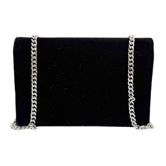 Kate Cassandra Black Rhinestone Velvet Shoulder Bag