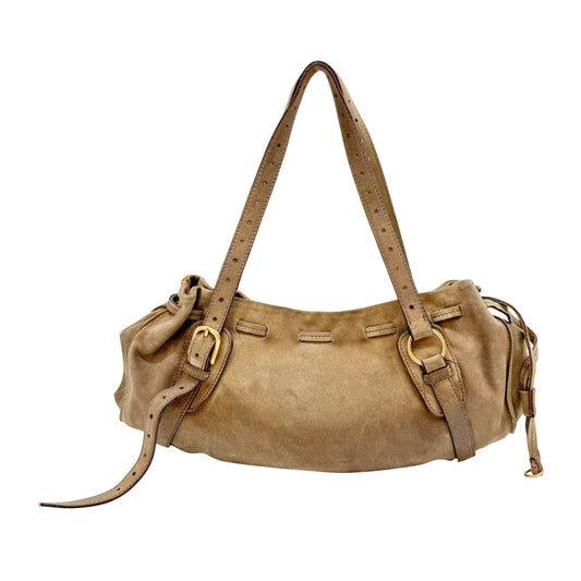 Archive Beige Suede Shoulder Bag