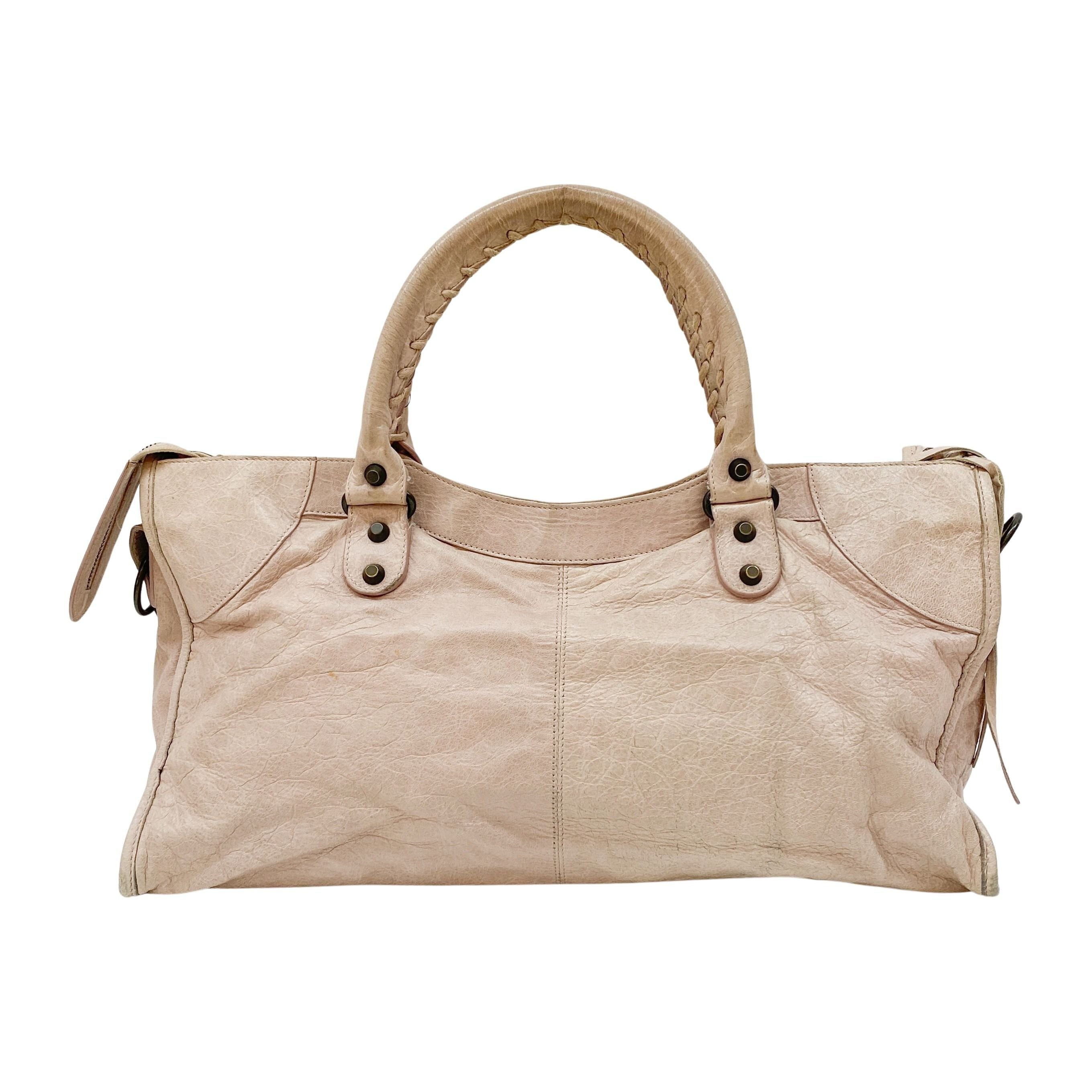 The City Beige Leather Two Way Bag