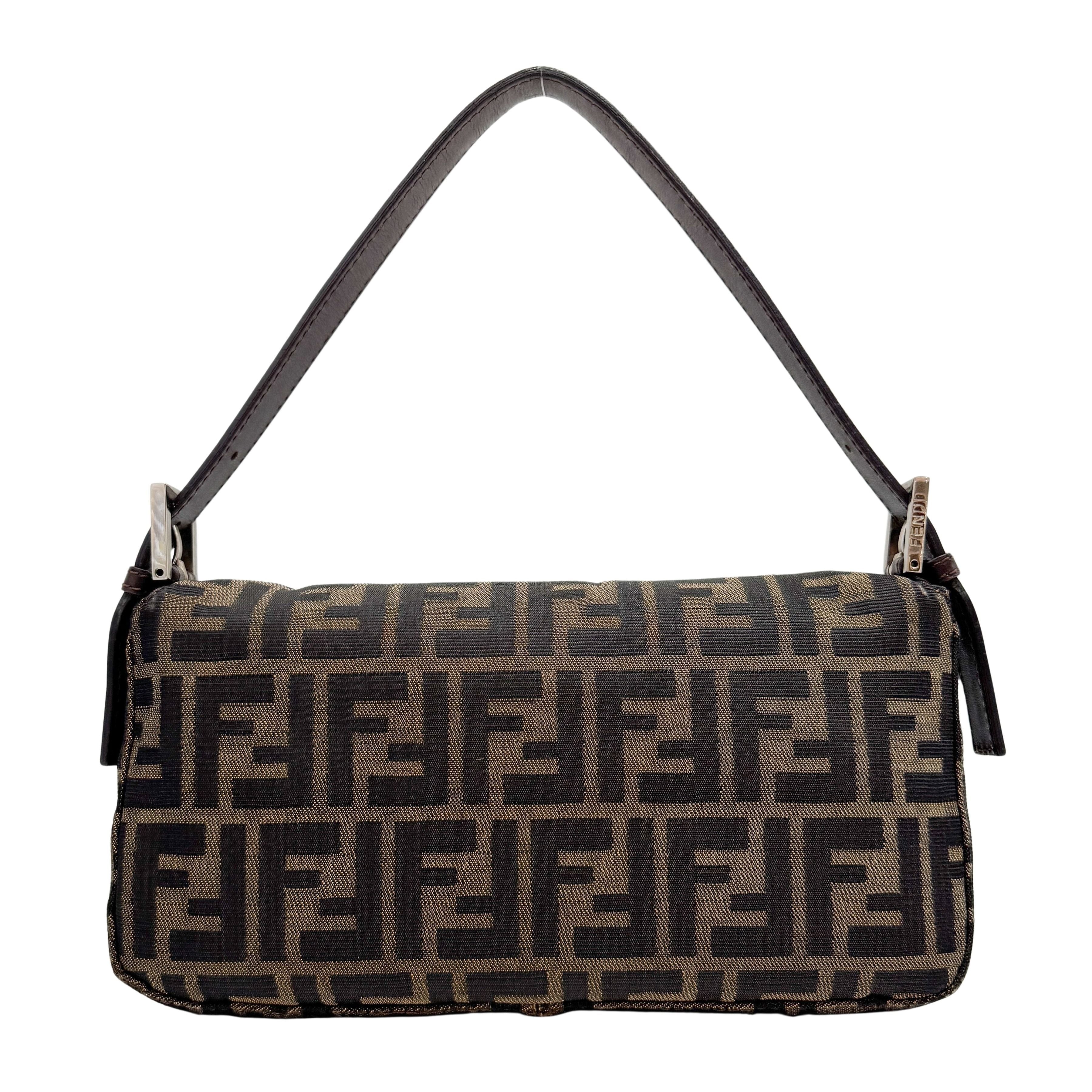 Zucca Baguette Brown Canvas Shoulder Bag