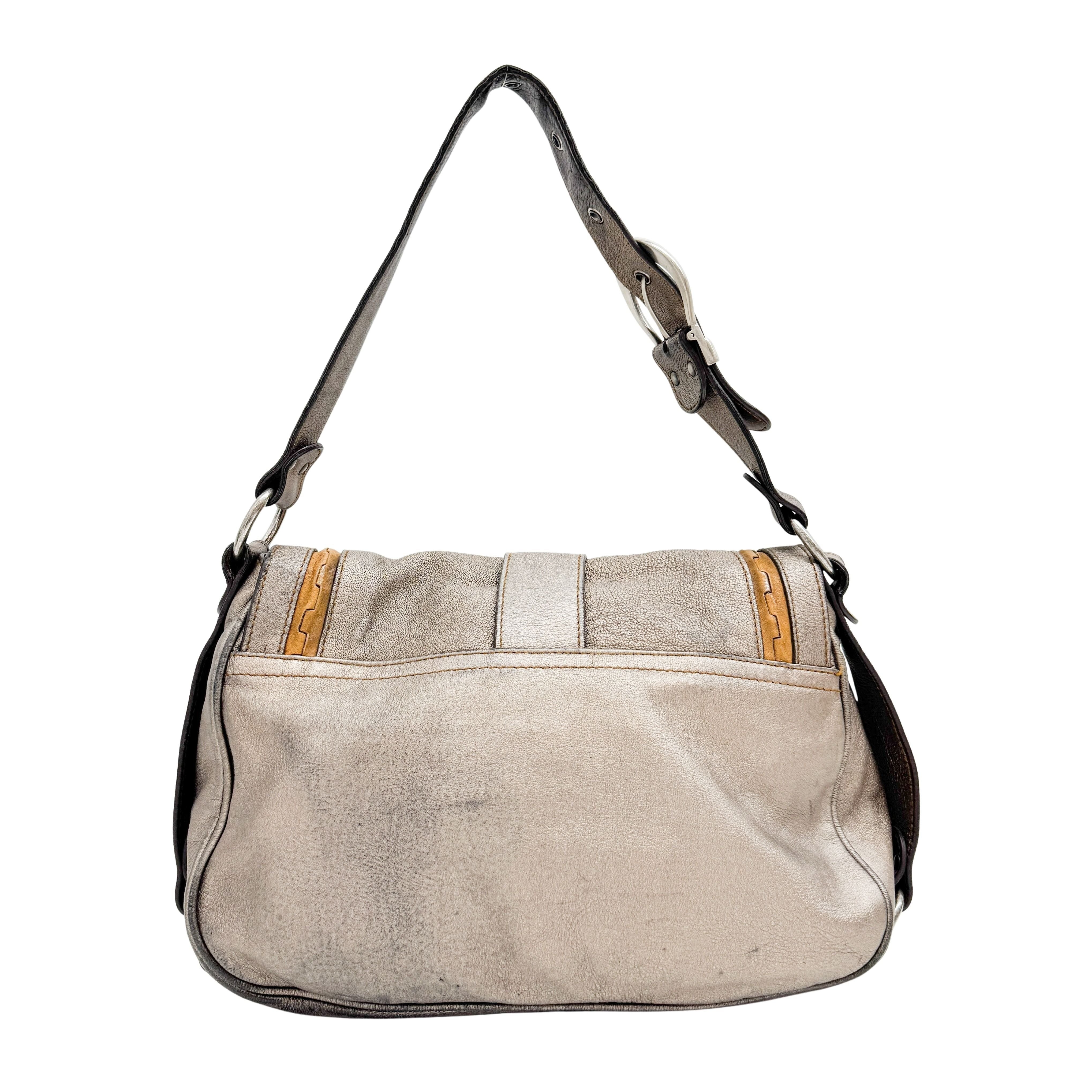 Gaucho Bronz Metallic Calfskin Leather Shoulder Bag