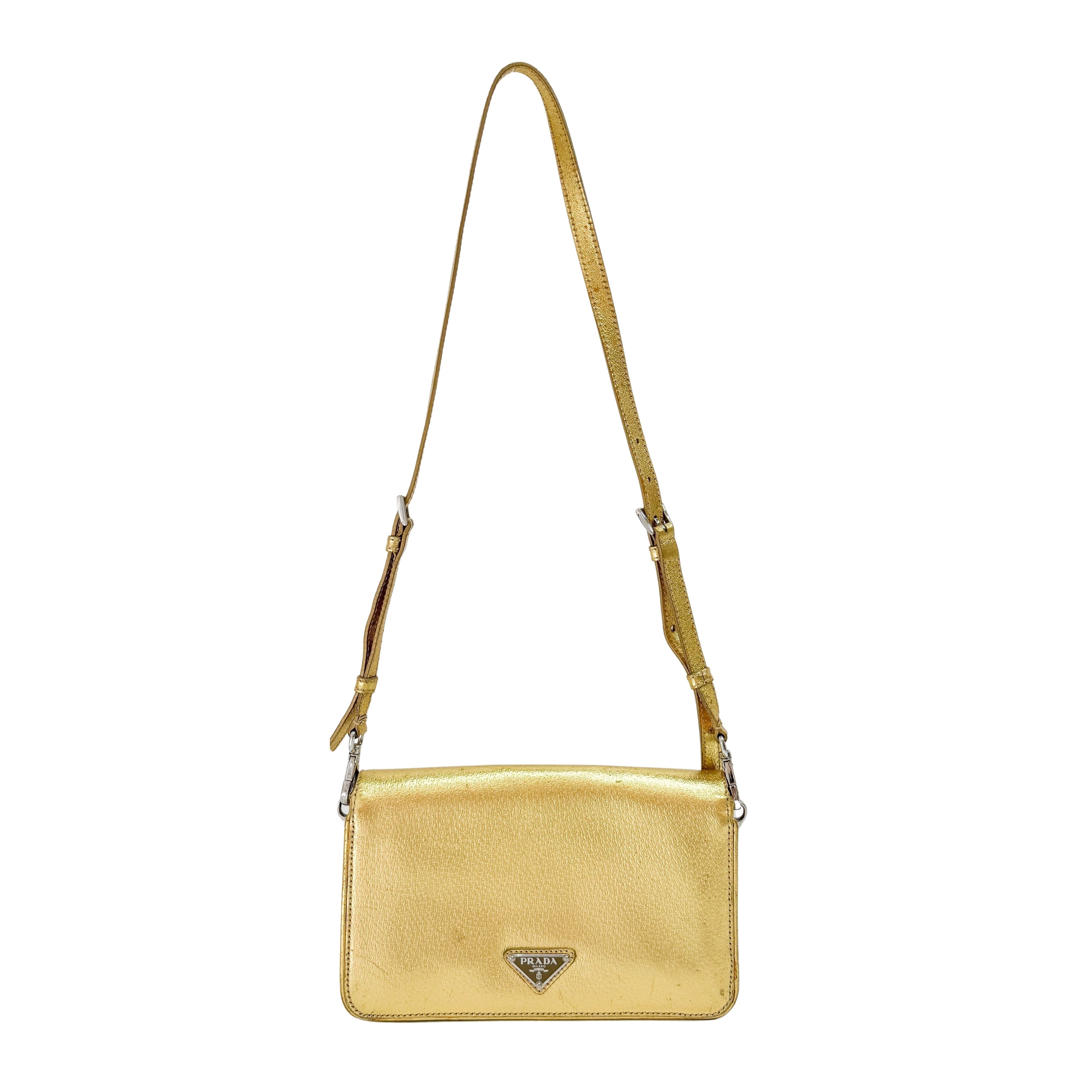 Gold Leather Shoulder Bag