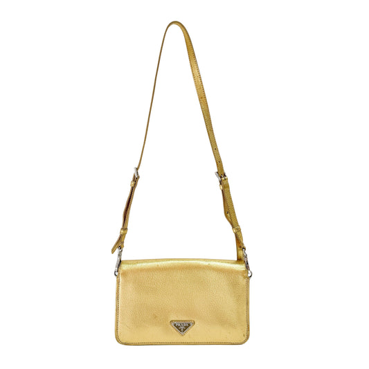 Gold Leather Shoulder Bag