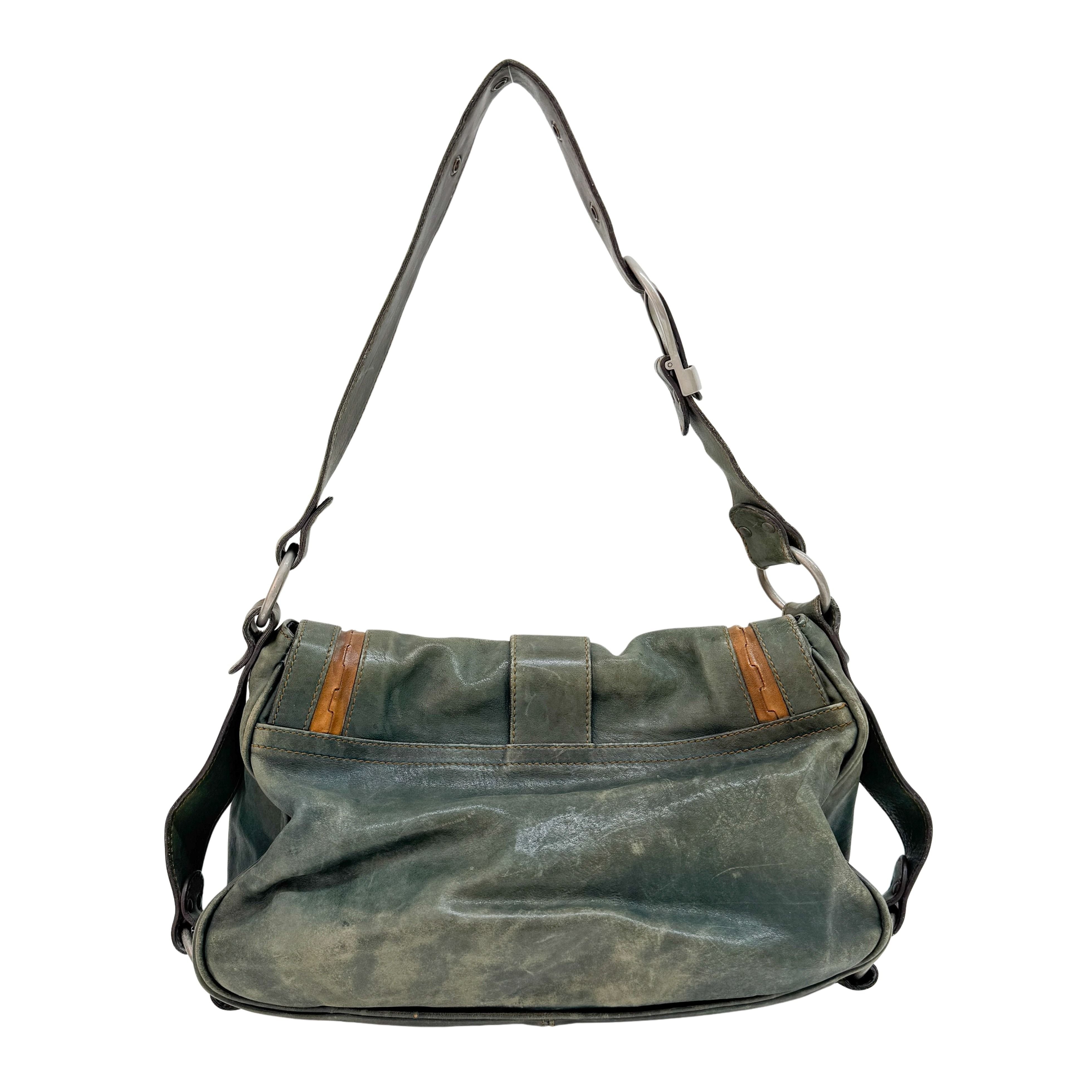 Gaucho Green Calfskin Leather Shoulder Bag
