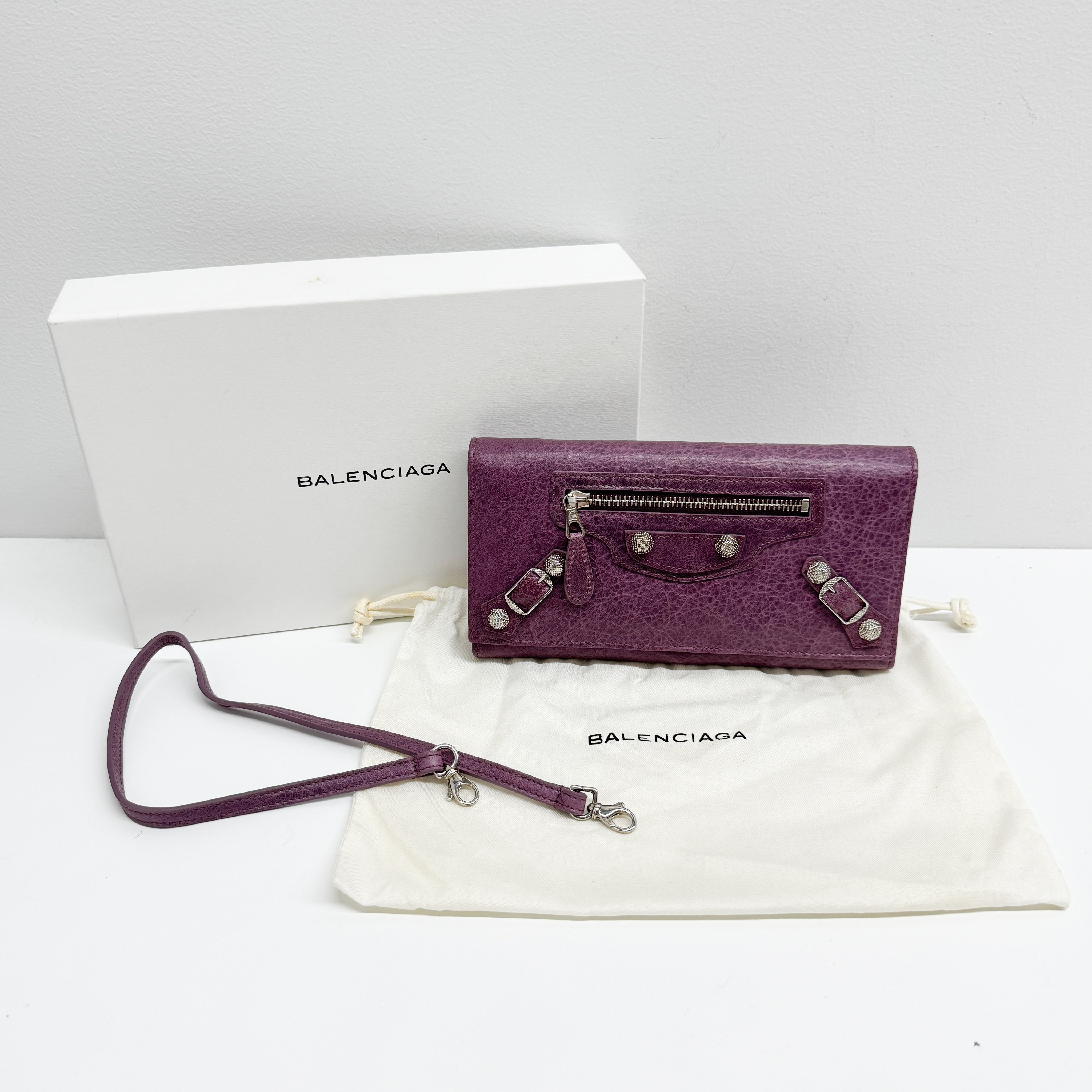 Continental Purple Calfskin Leather Wallet/Shoulder Bag