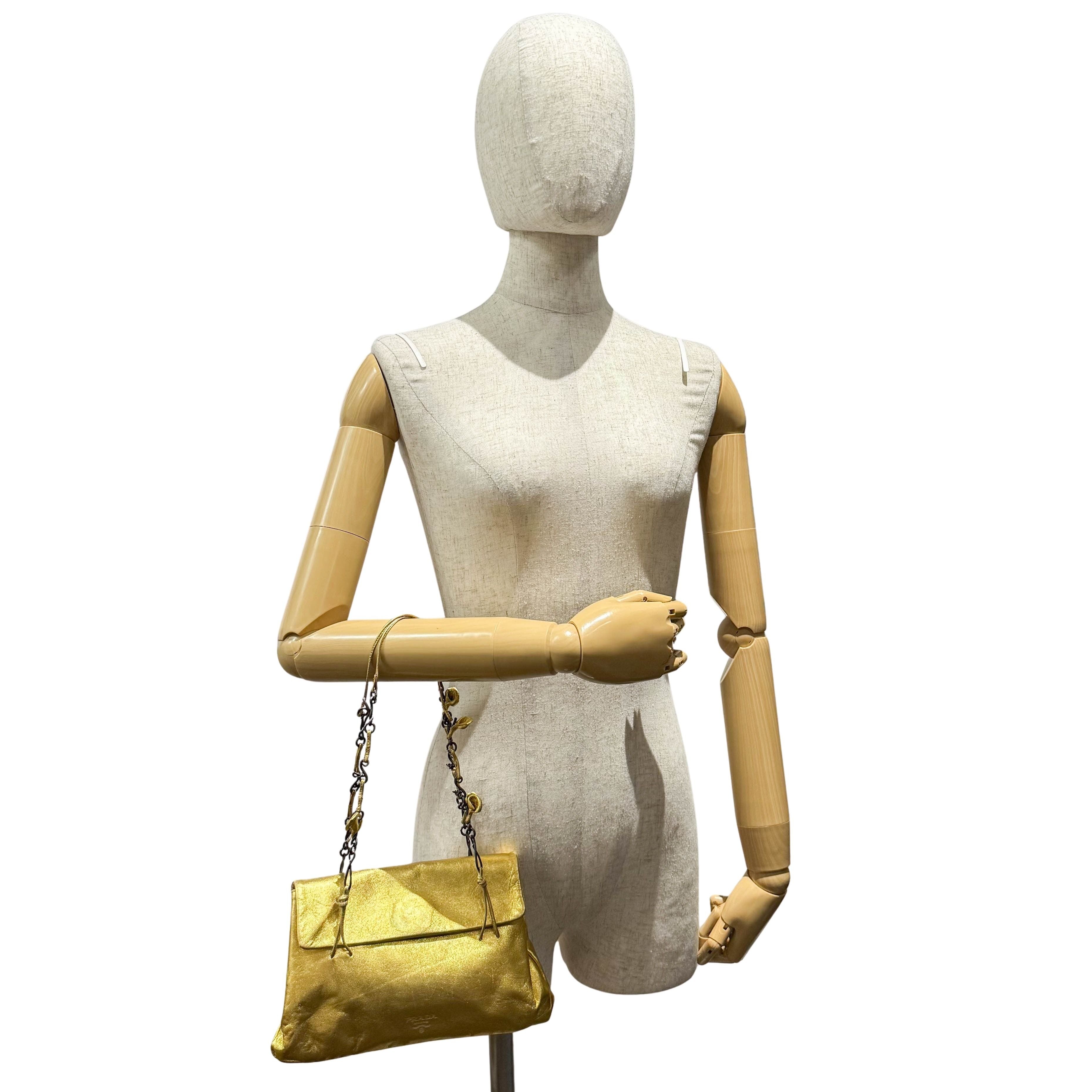 Small Golden Leather Shoulder Bag