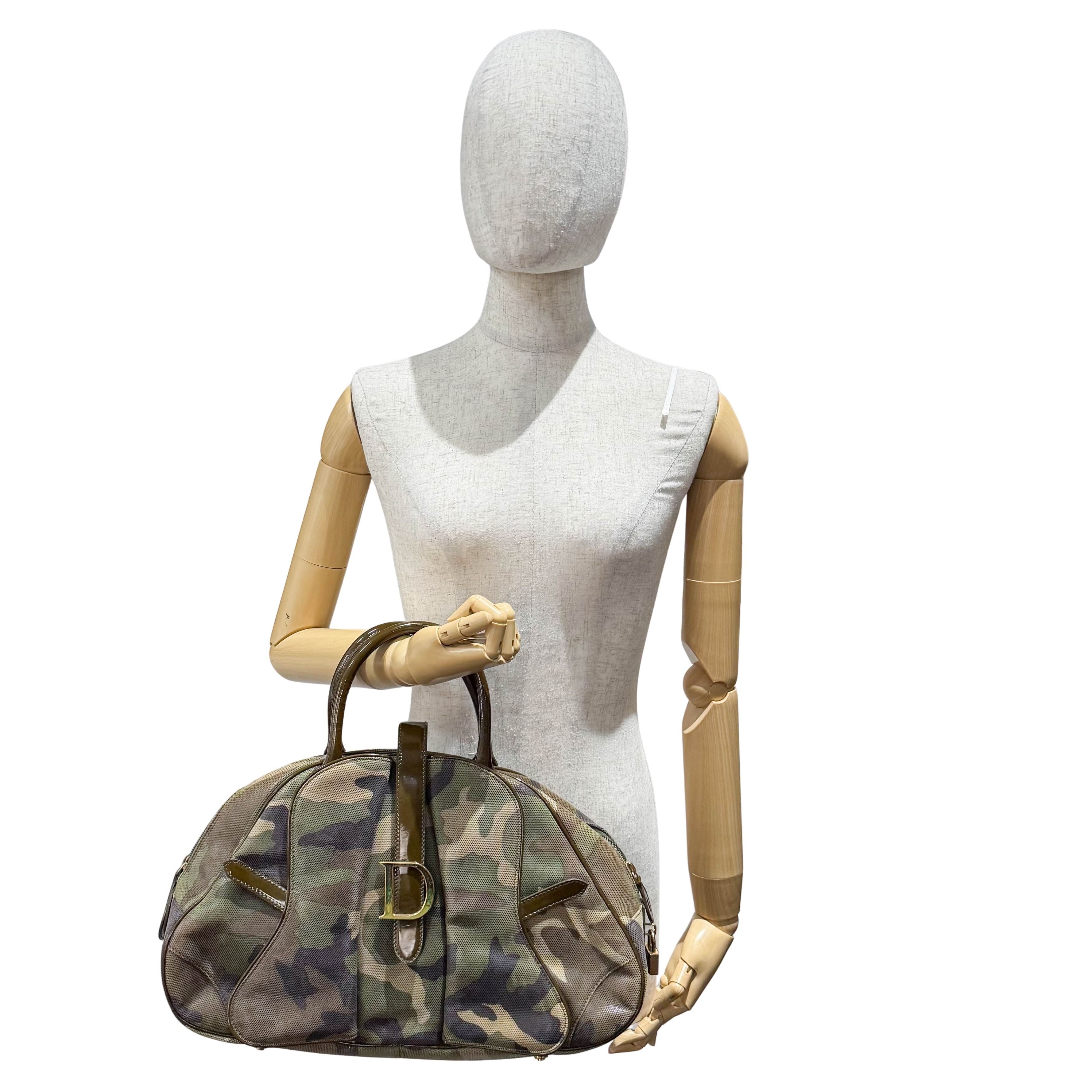 Vintage Green Camouflage Canvas Hand Bag