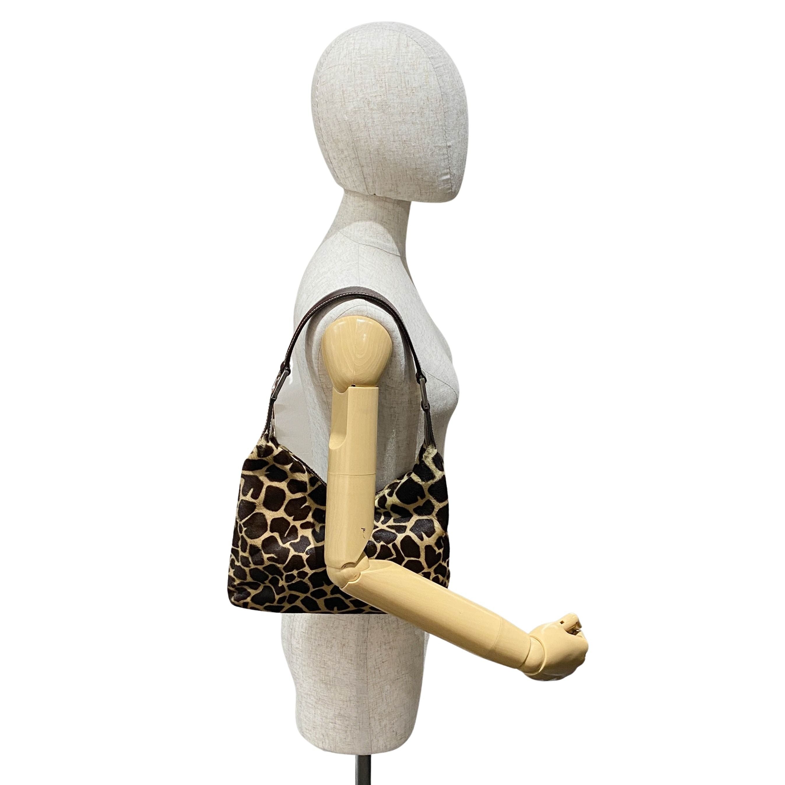 Zucca Giraffe Print Pony Hair Shoulder Bag