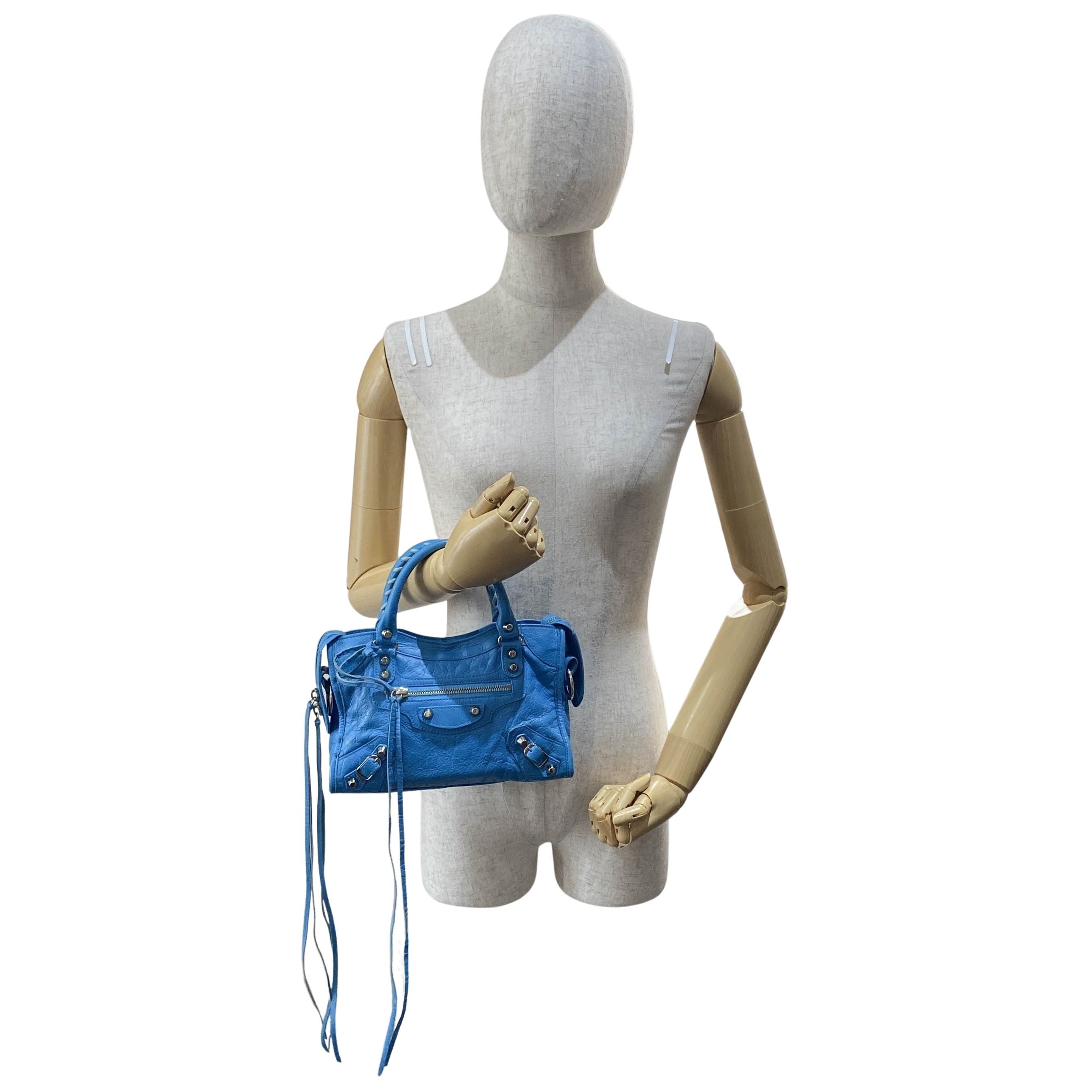 Mini City Blue Leather Two Way Bag