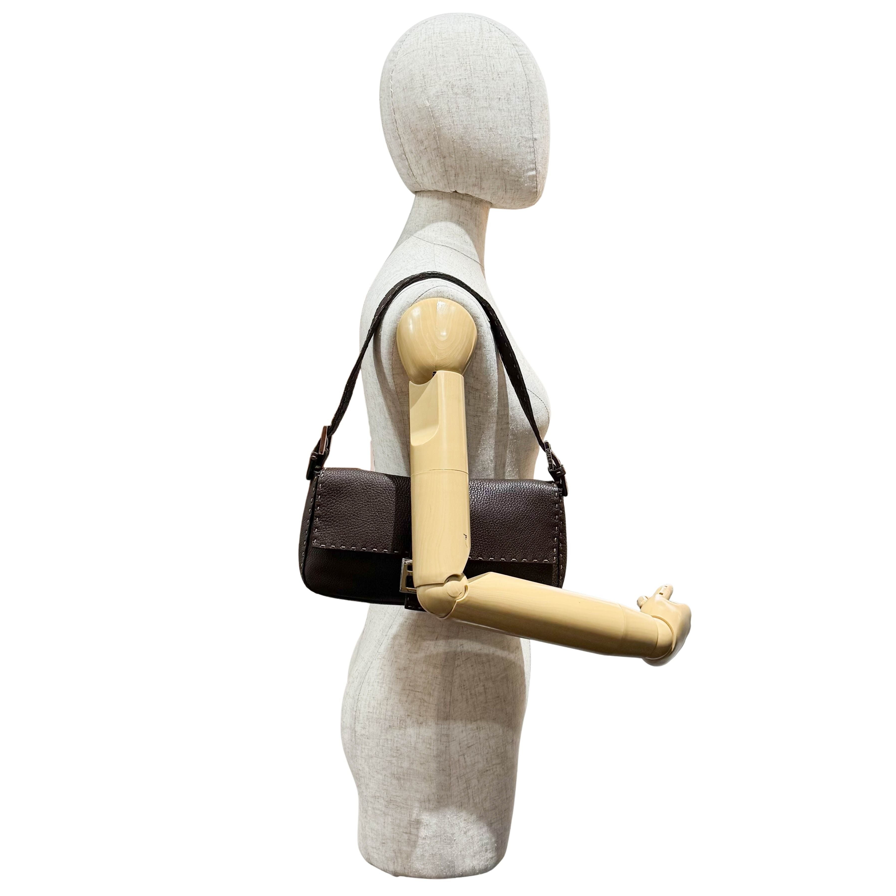 Selleria Baguette Brown Leather Shoulder Bag