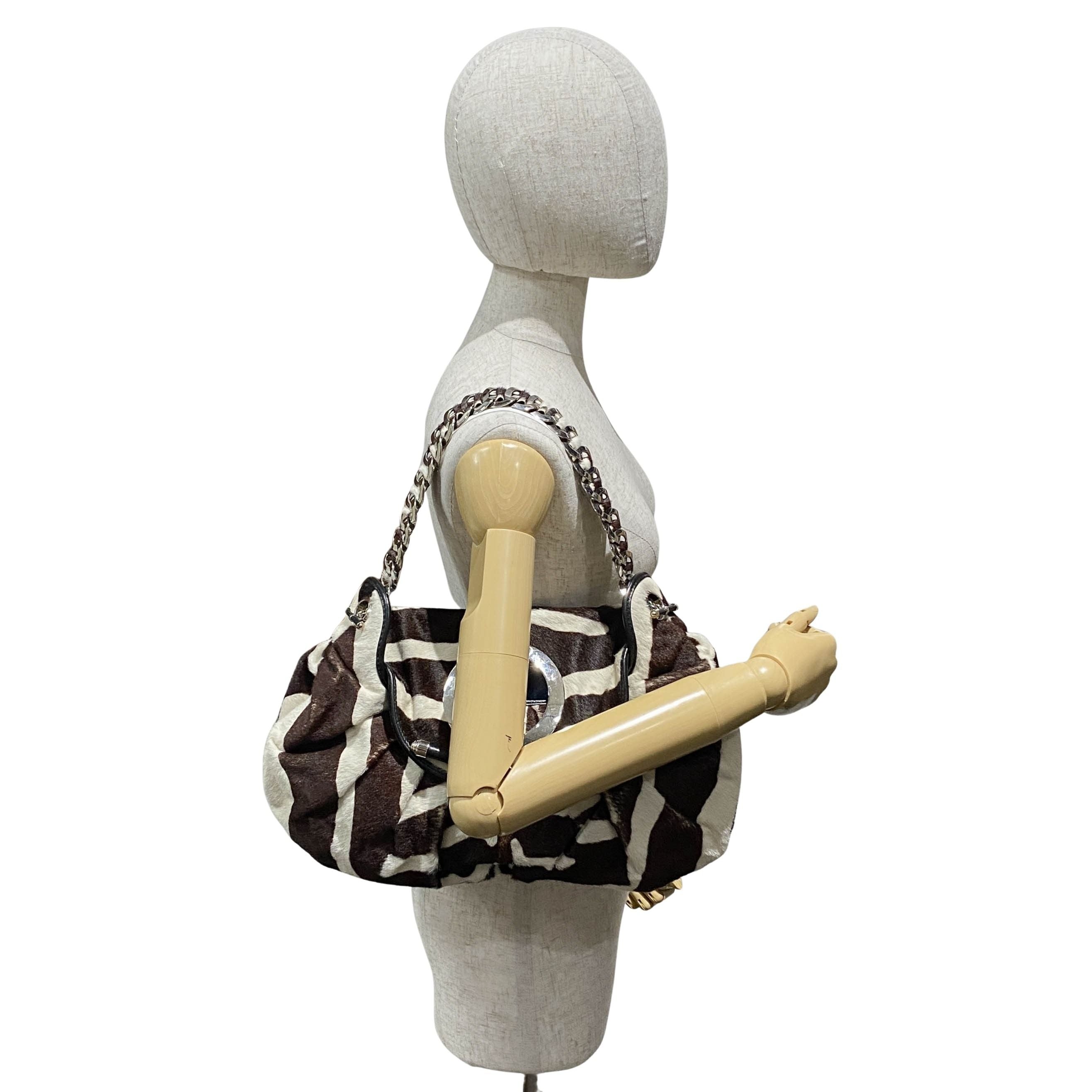 Jazzclub Zebra Print Pony Hair Shoulder Bag