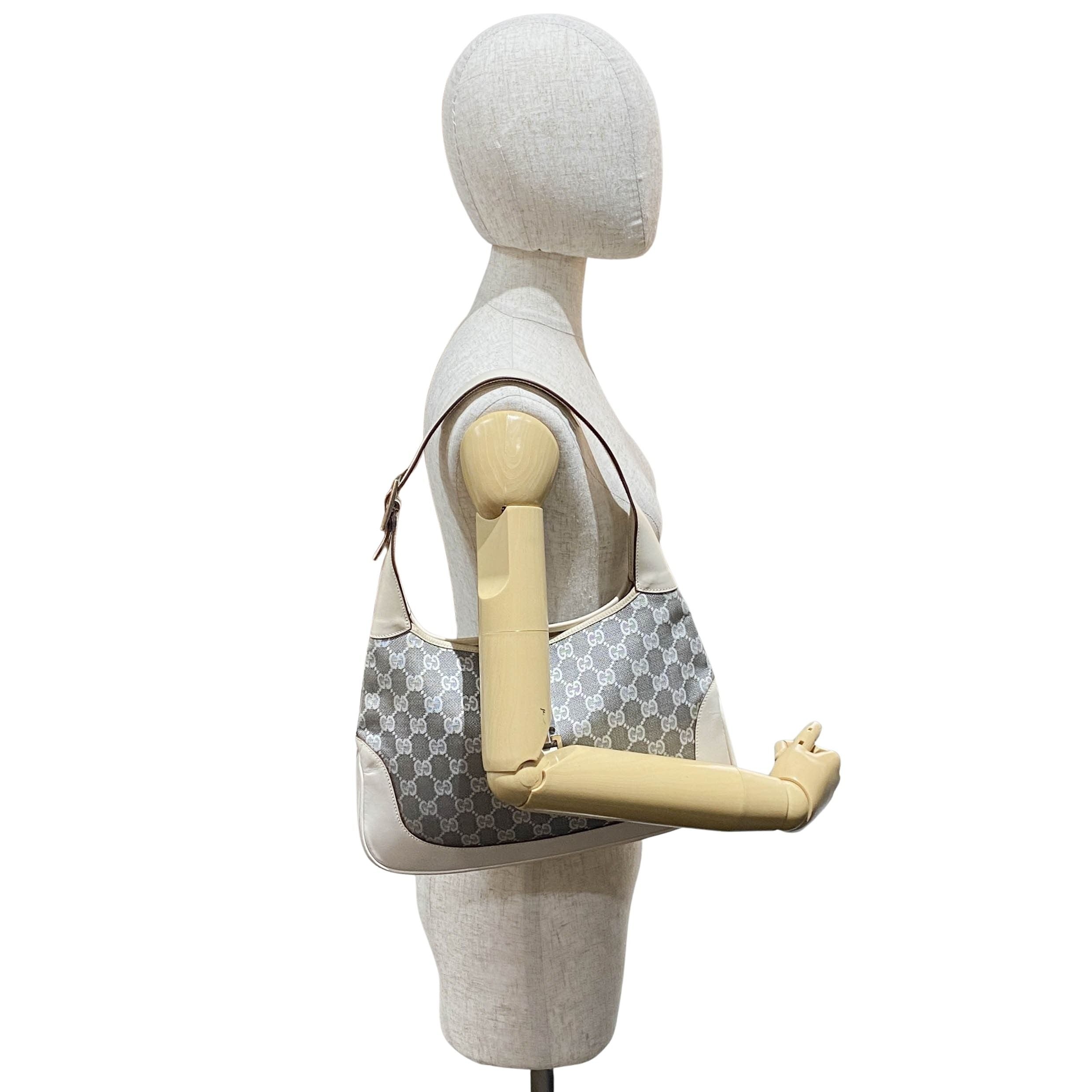 Jackie White GG Canvas Shoulder Bag