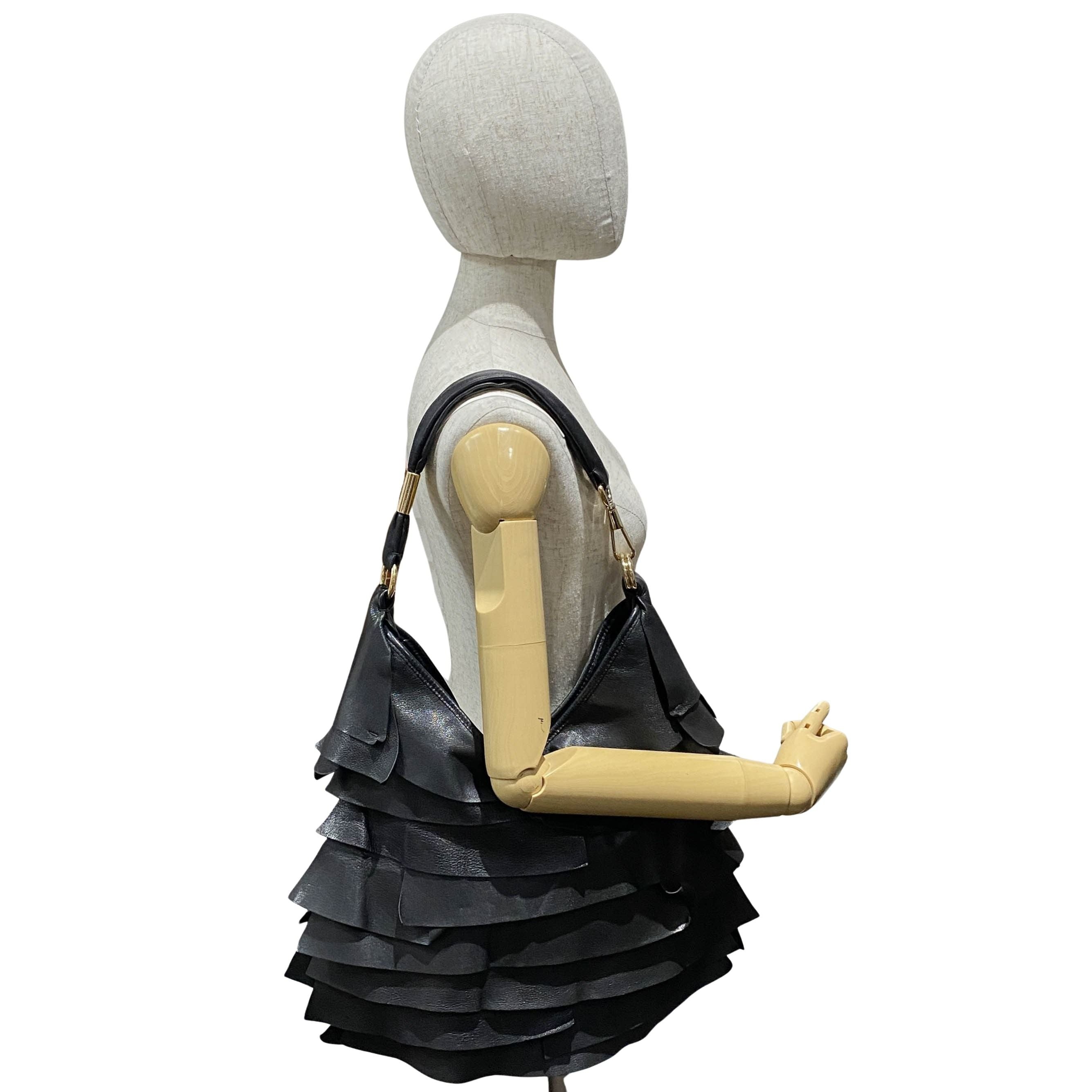 Saint Tropez Black Leather Shoulder Bag