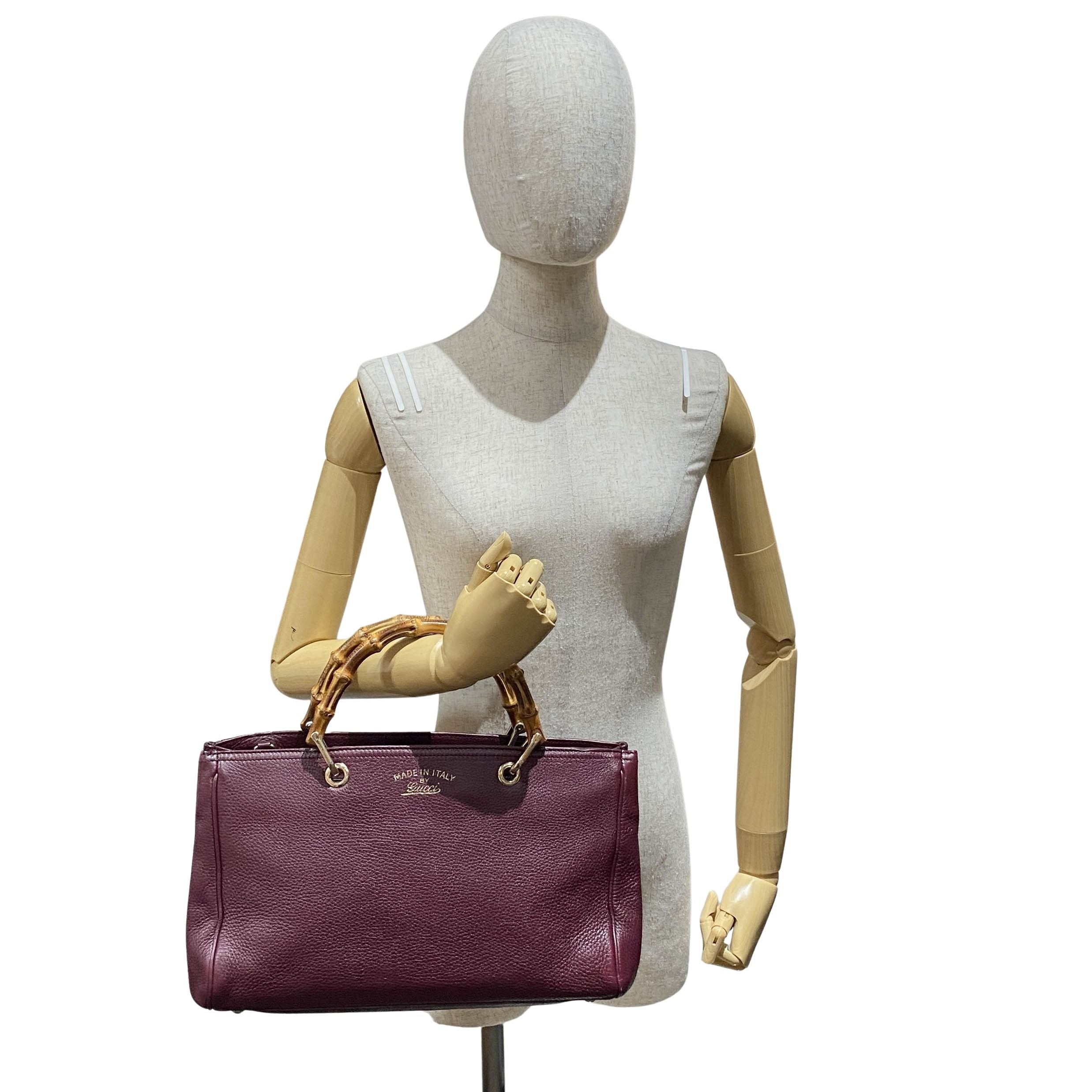 Bamboo Shopper Burgundy Leather Two Way Bag