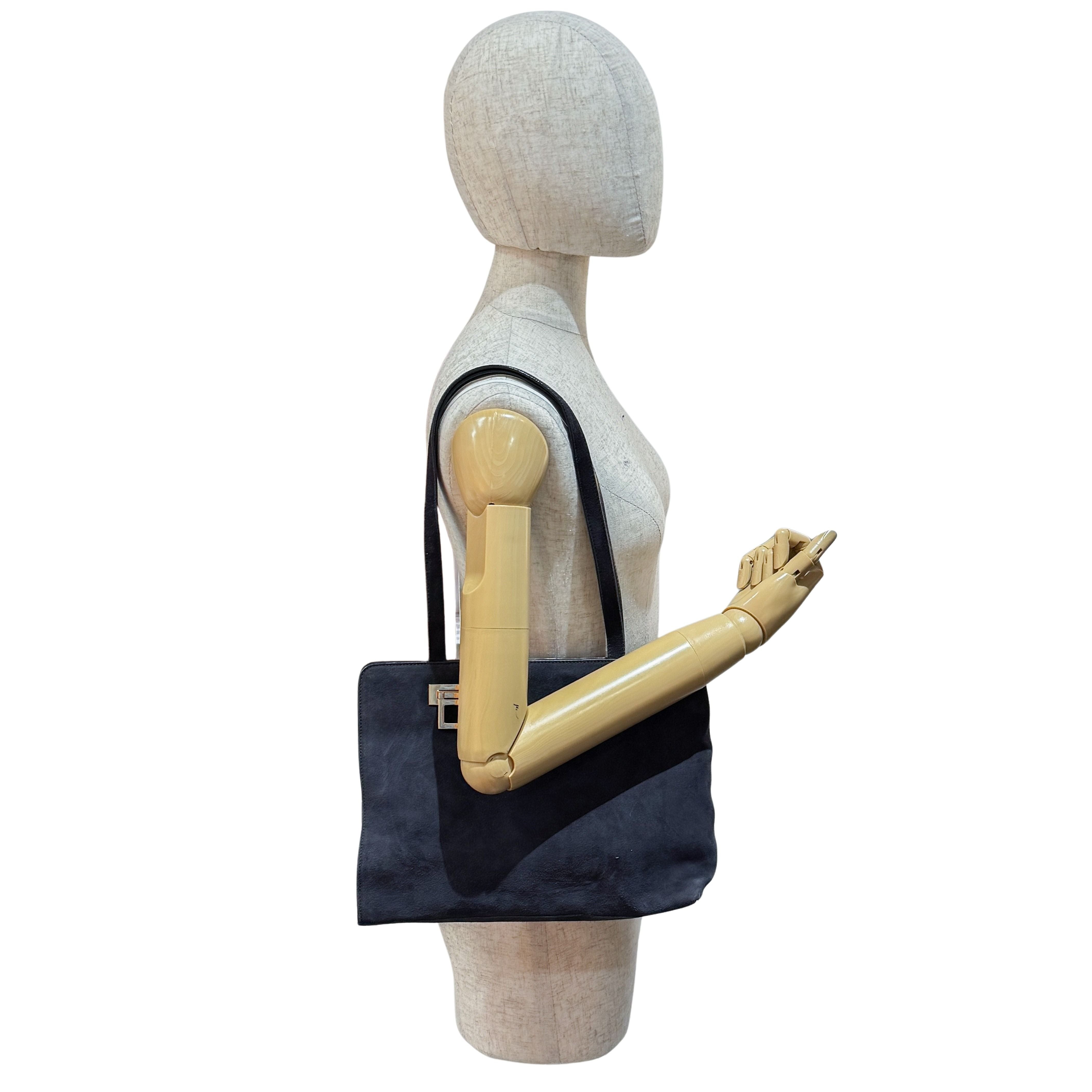 Black Suede Tote Bag