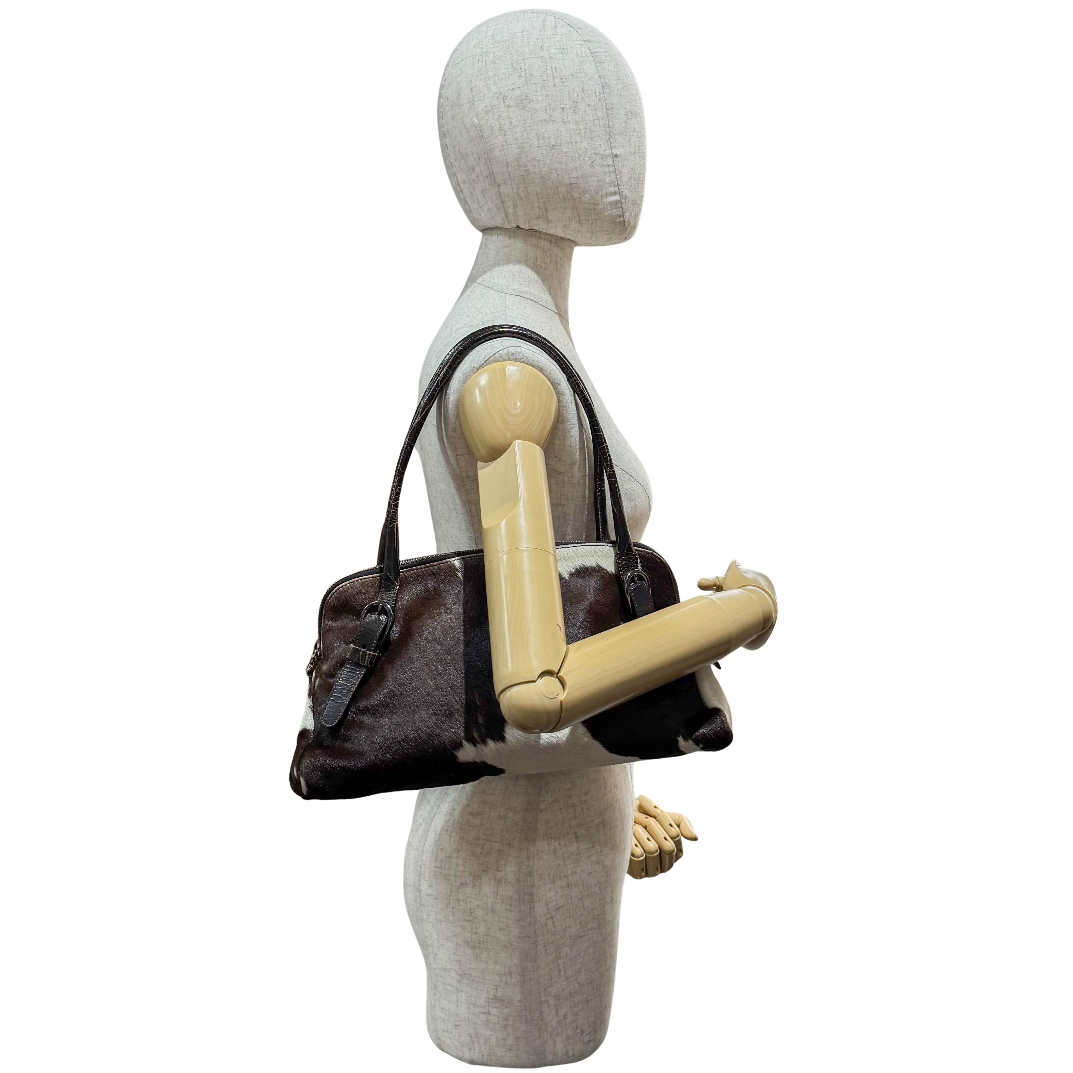 Cow Print Brown/White Pony Hair Shoulder Bag