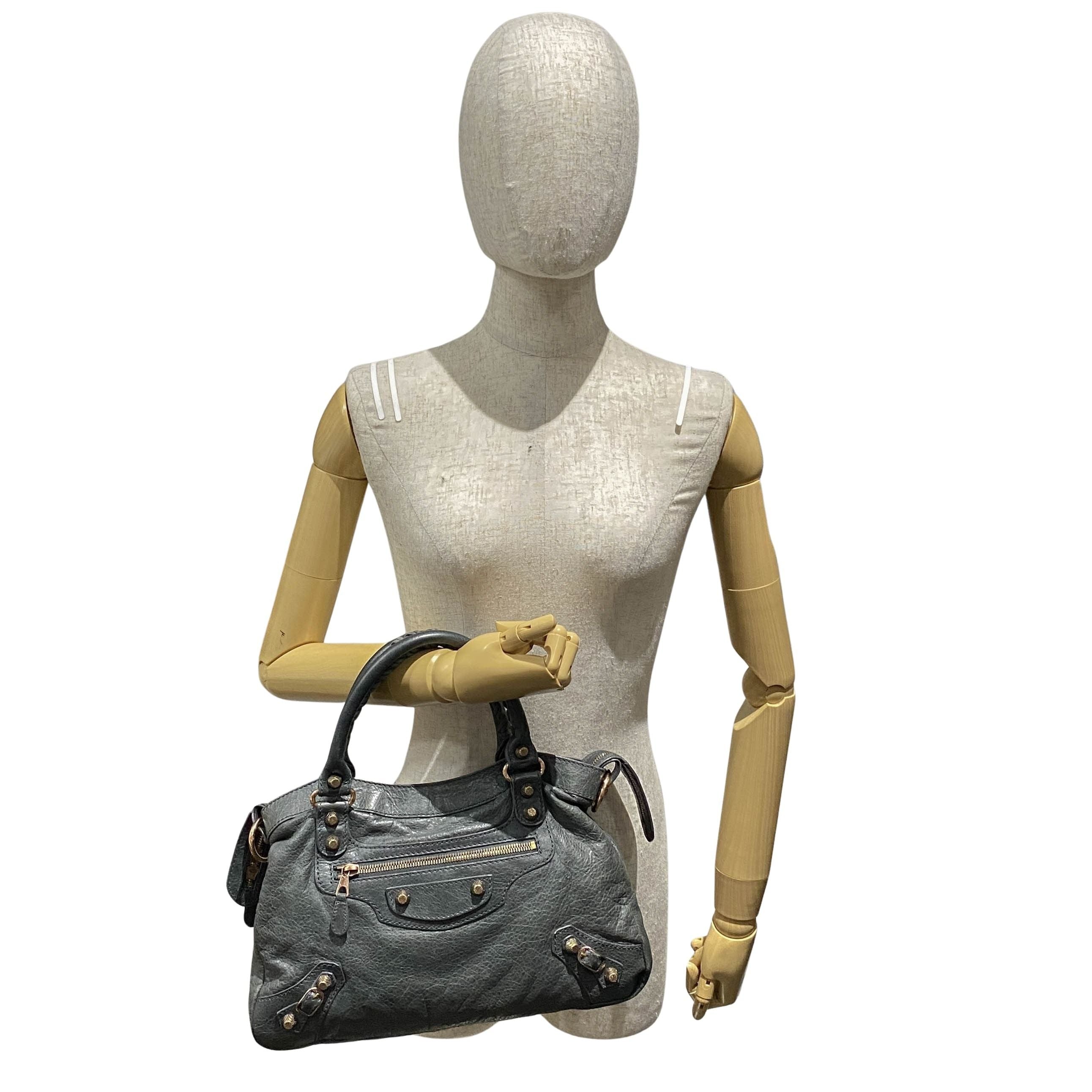 The Town Grey Calfskin Leather Two Way Bag