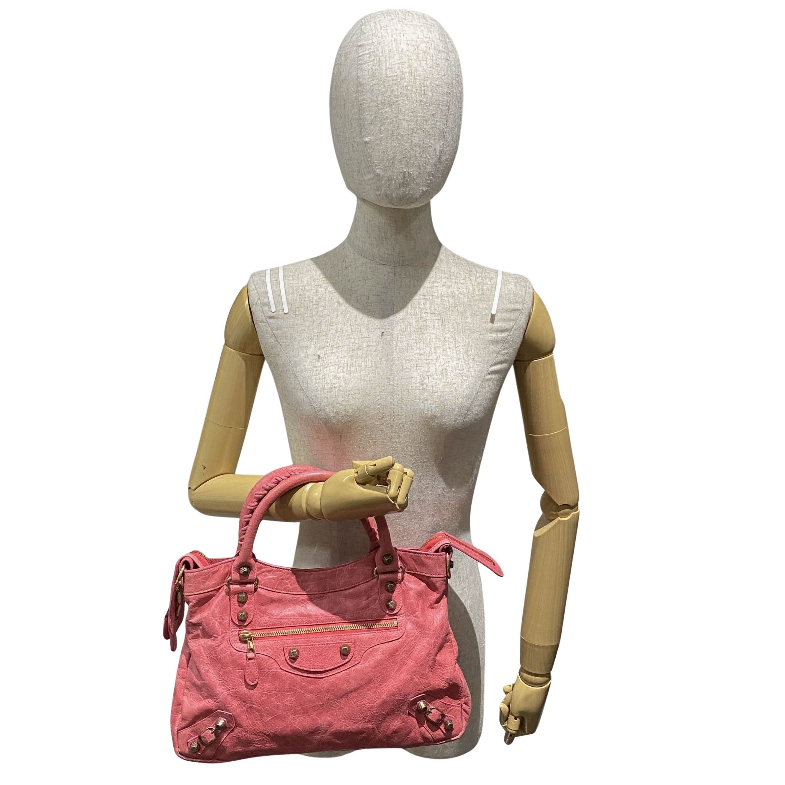 The Town Pink Calfskin Leather Two Way Bag