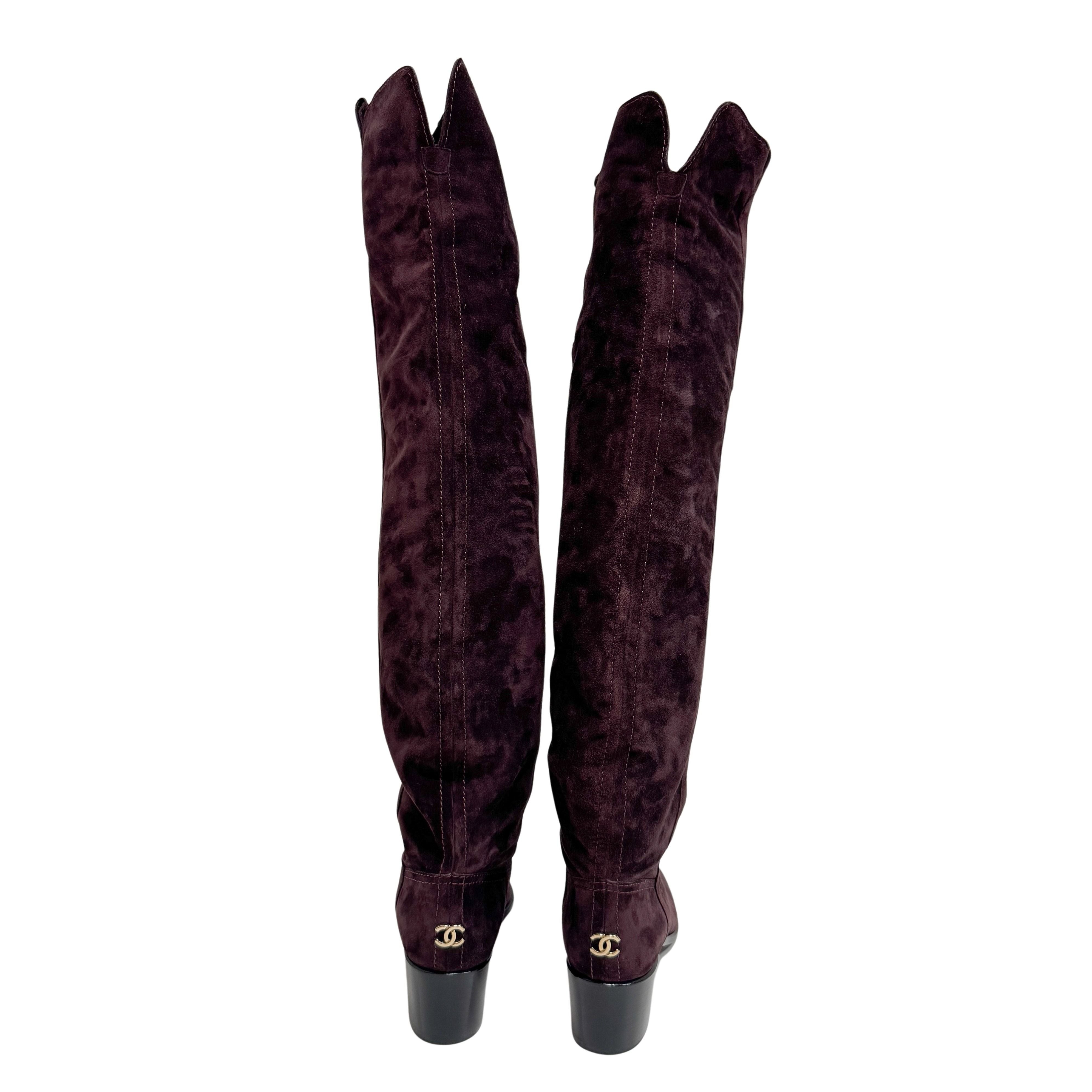 Size 37 Purple Suede Long Boots